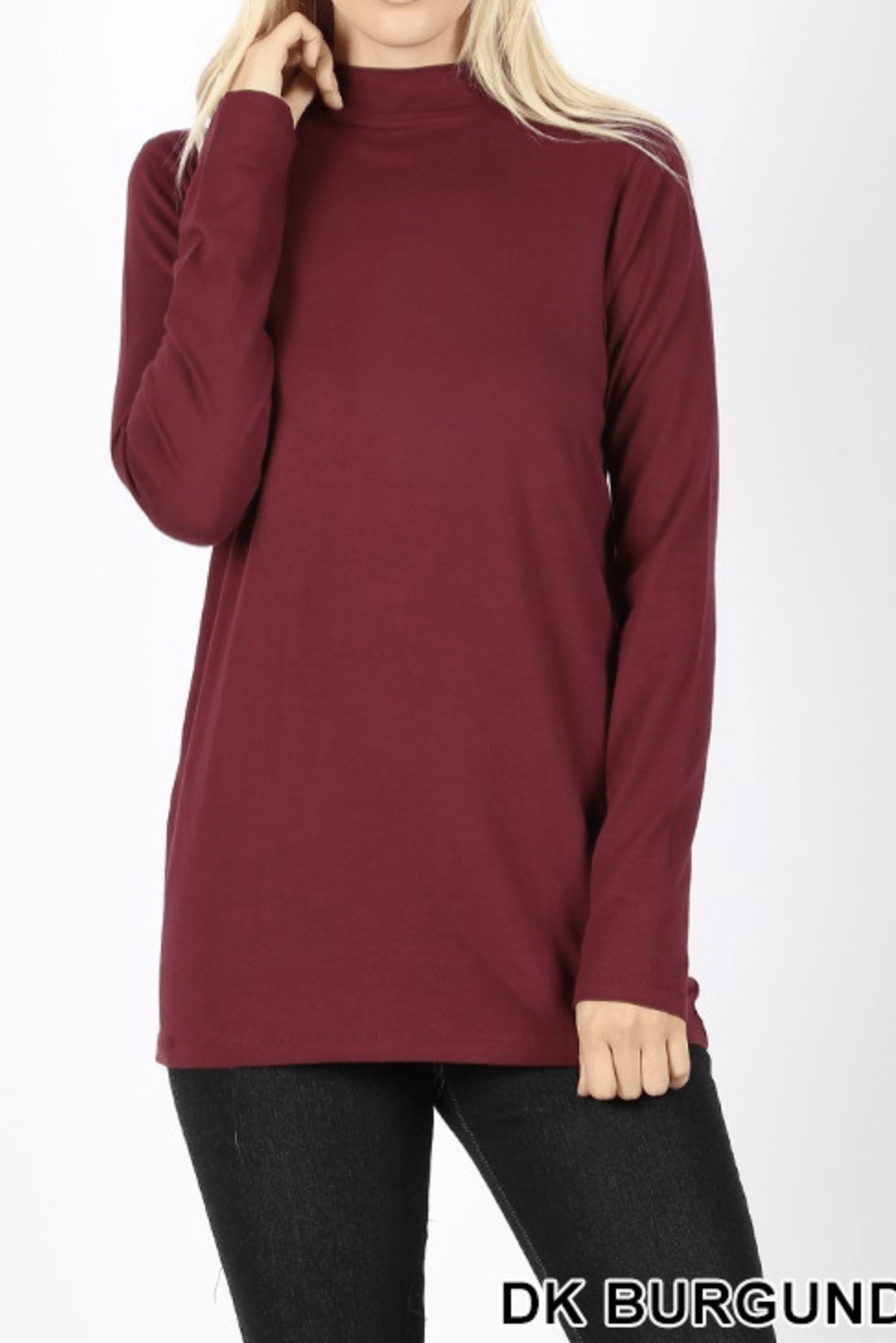 COTTON LONG SLEEVE MOCK NECK TOP Kabayare