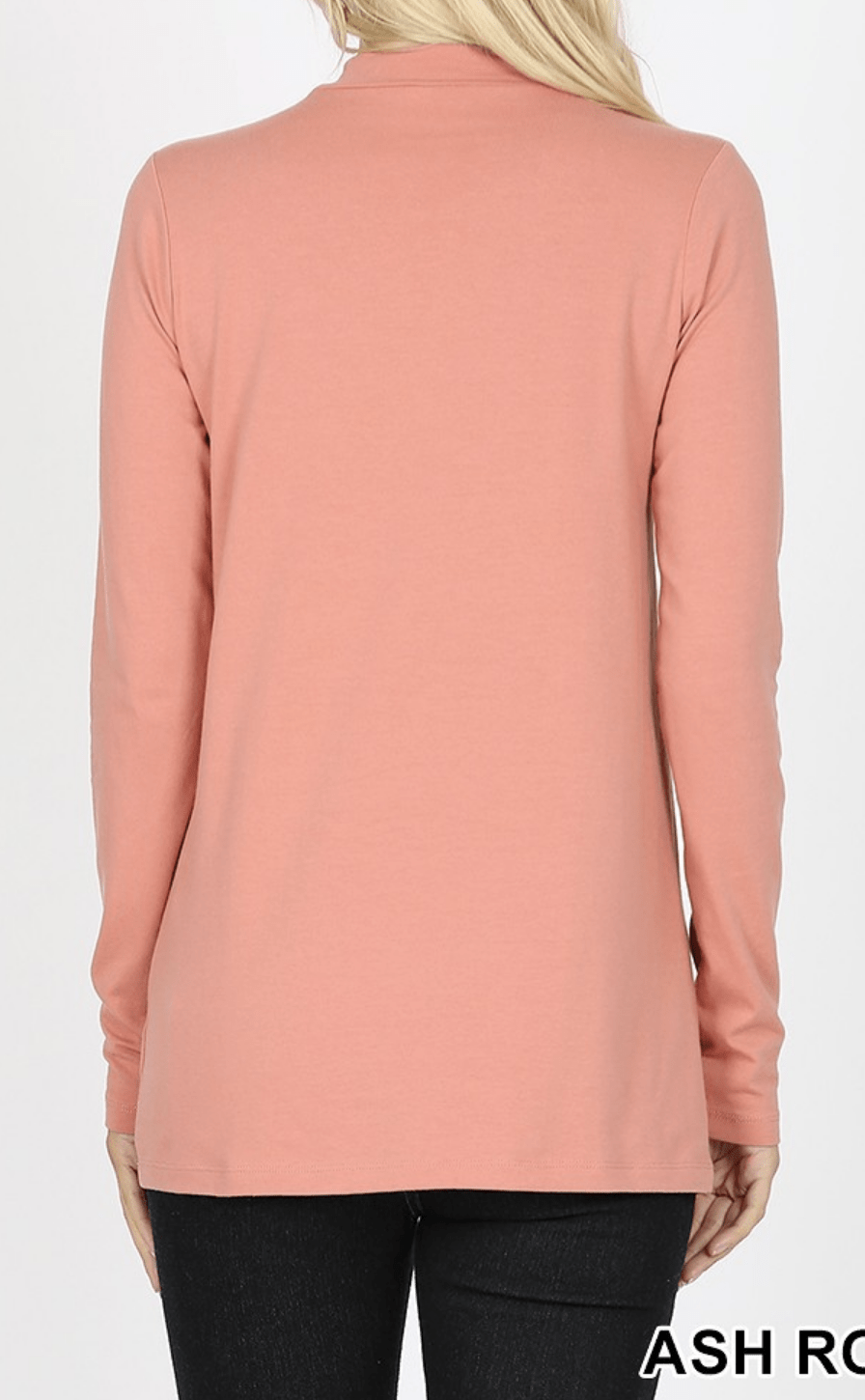 COTTON LONG SLEEVE MOCK NECK TOP Kabayare