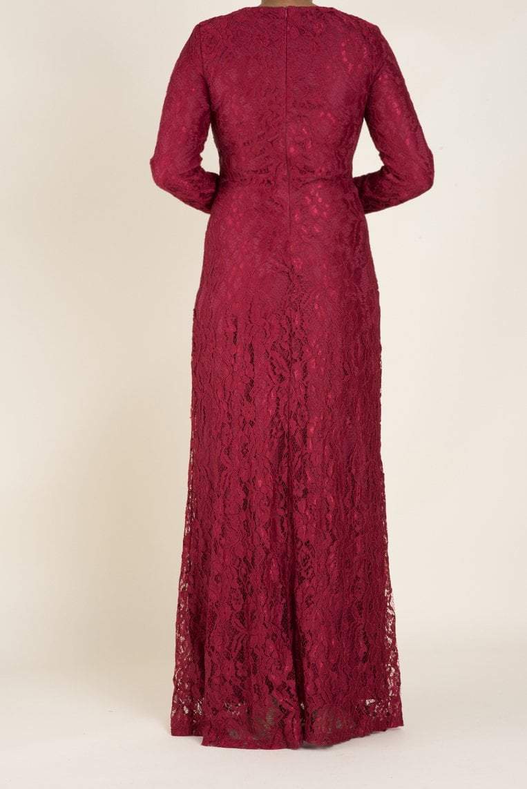 cranberry floral lace maxi dress Kabayare
