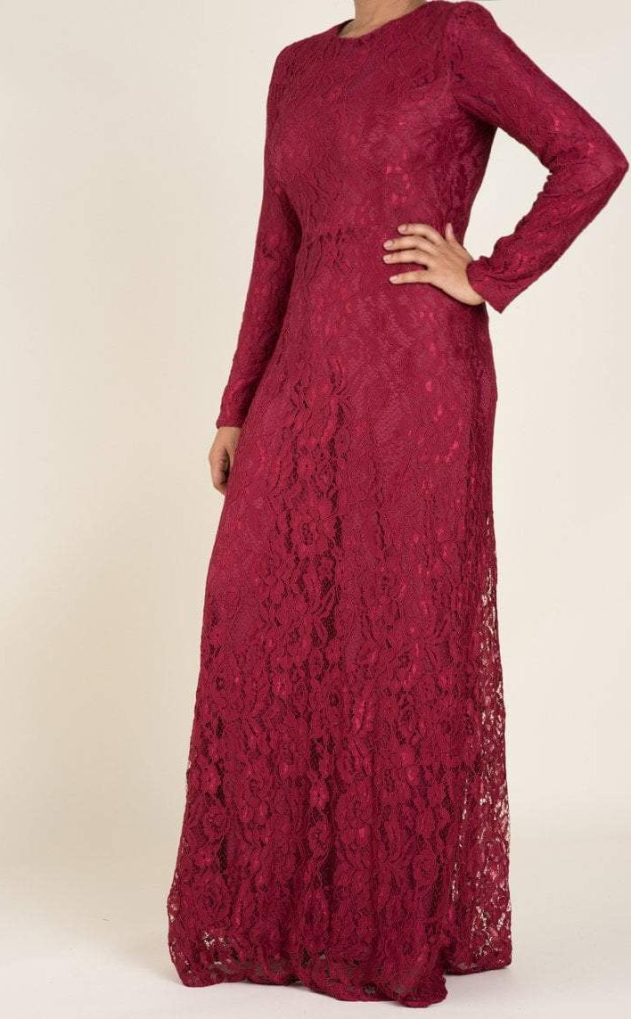 cranberry floral lace maxi dress Kabayare