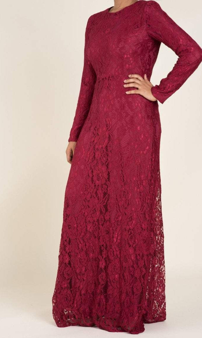 cranberry floral lace maxi dress Kabayare