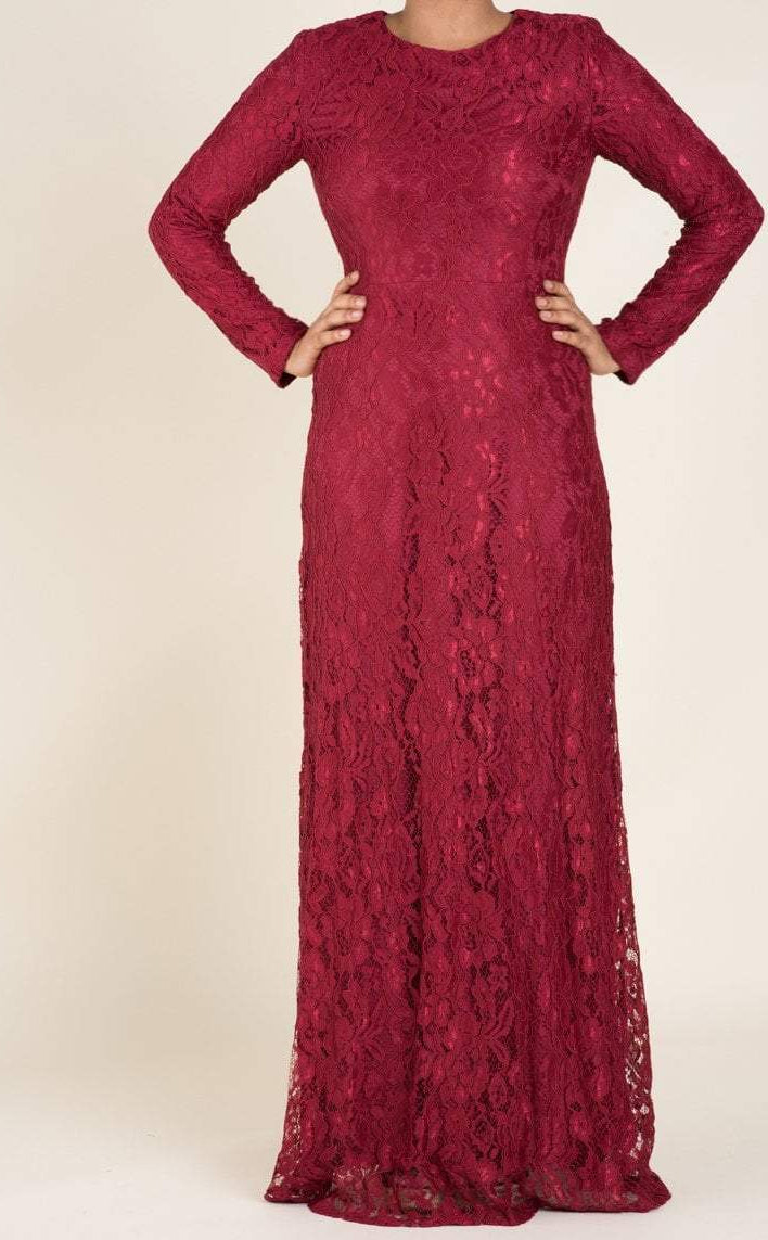 cranberry floral lace maxi dress Kabayare