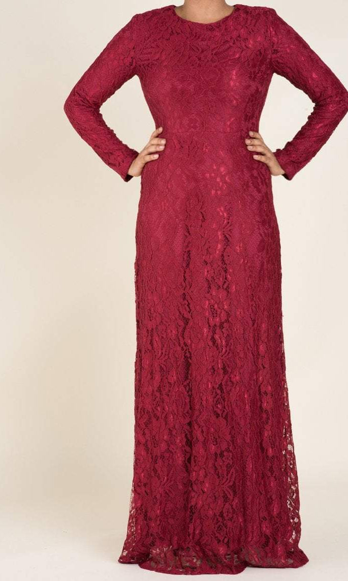cranberry floral lace maxi dress Kabayare