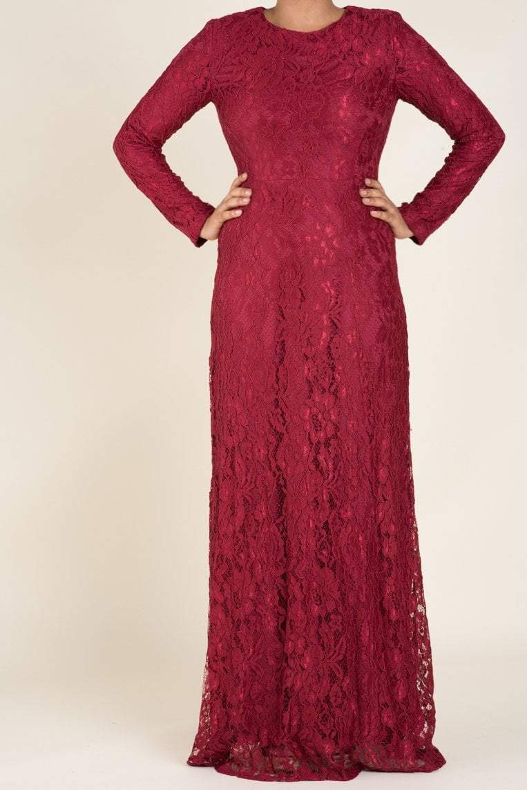 cranberry floral lace maxi dress Kabayare