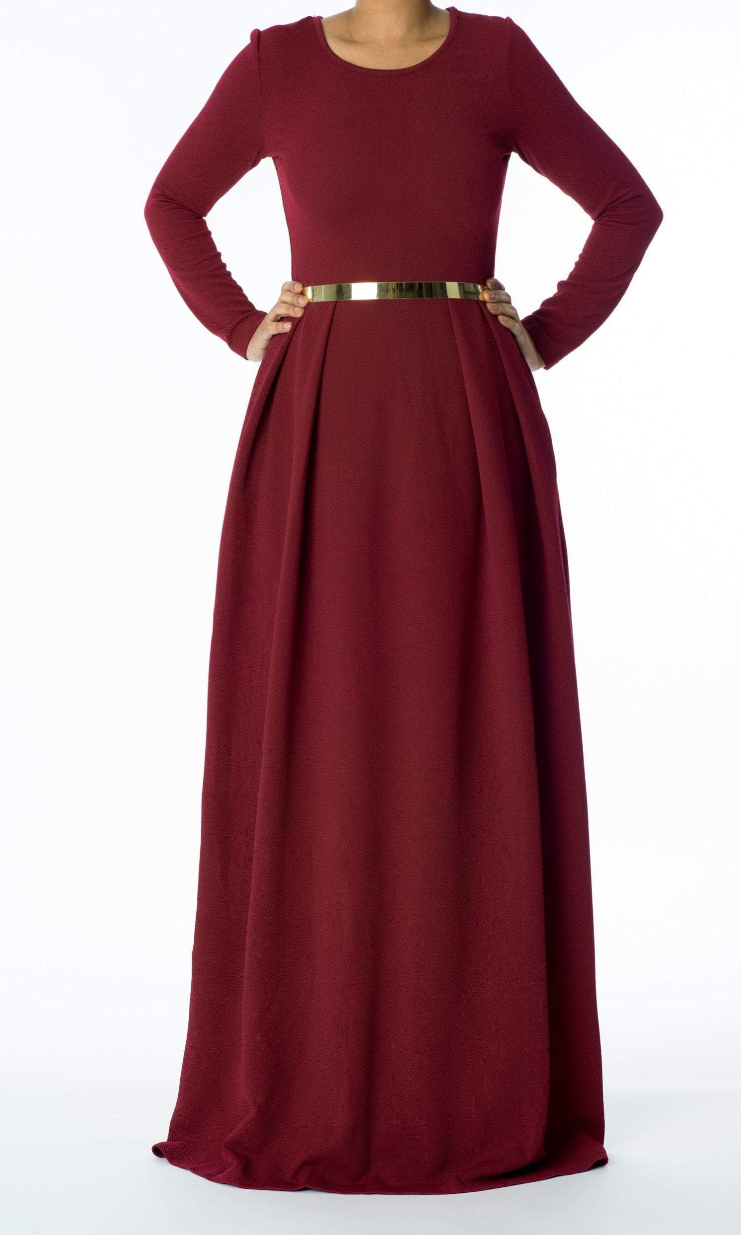Cranberry Textured Classic Maxi Kabayare