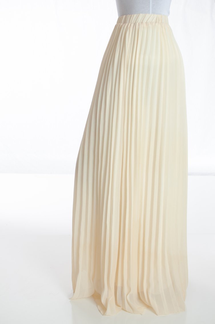 Cream pleated Maxi Skirt Kabayare