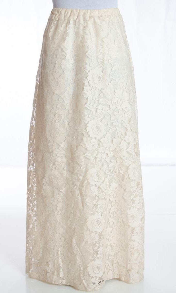 Creame Floral Lace Maxi Skirt Kabayare