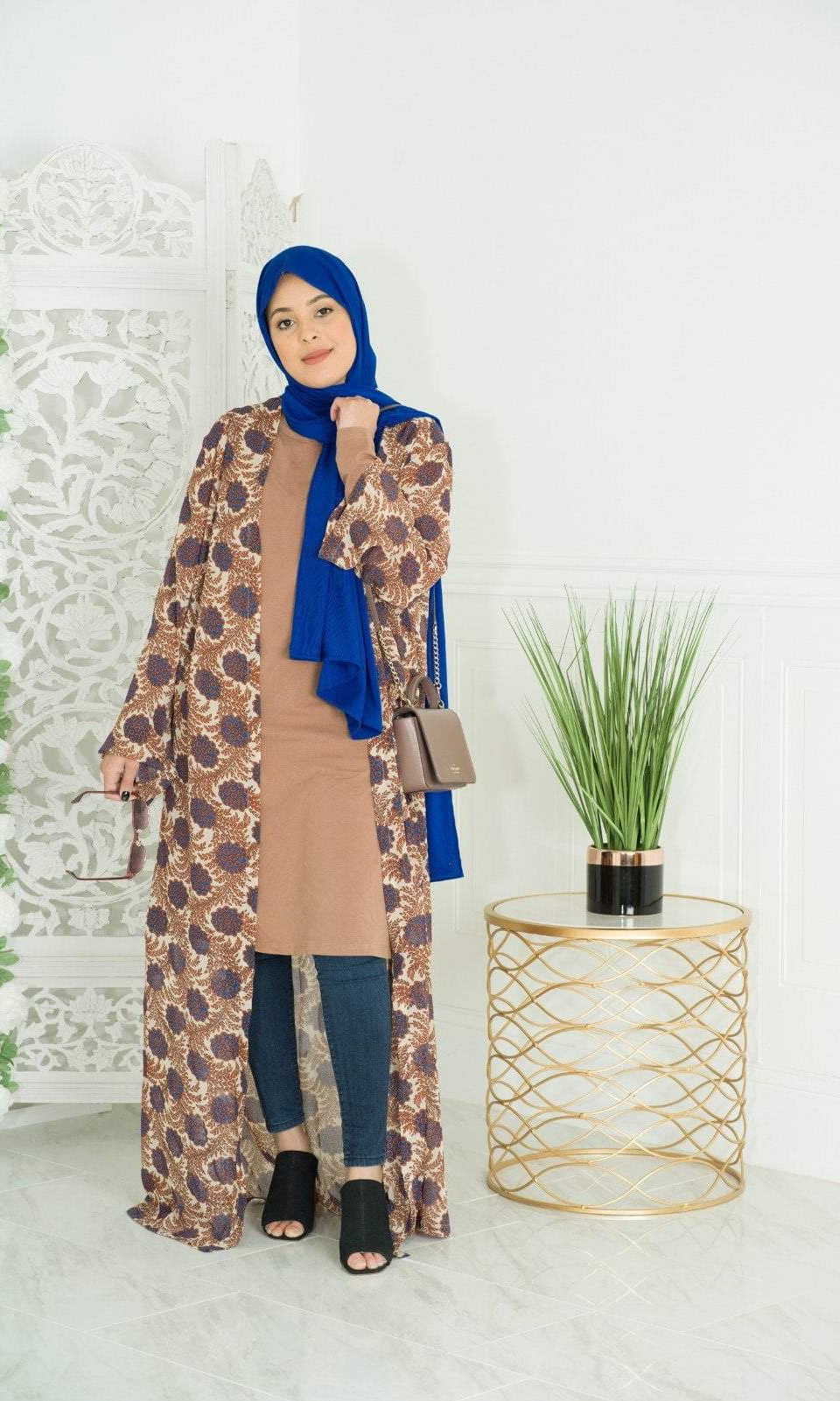 Dahlia print Maxi Cardigan Kabayare