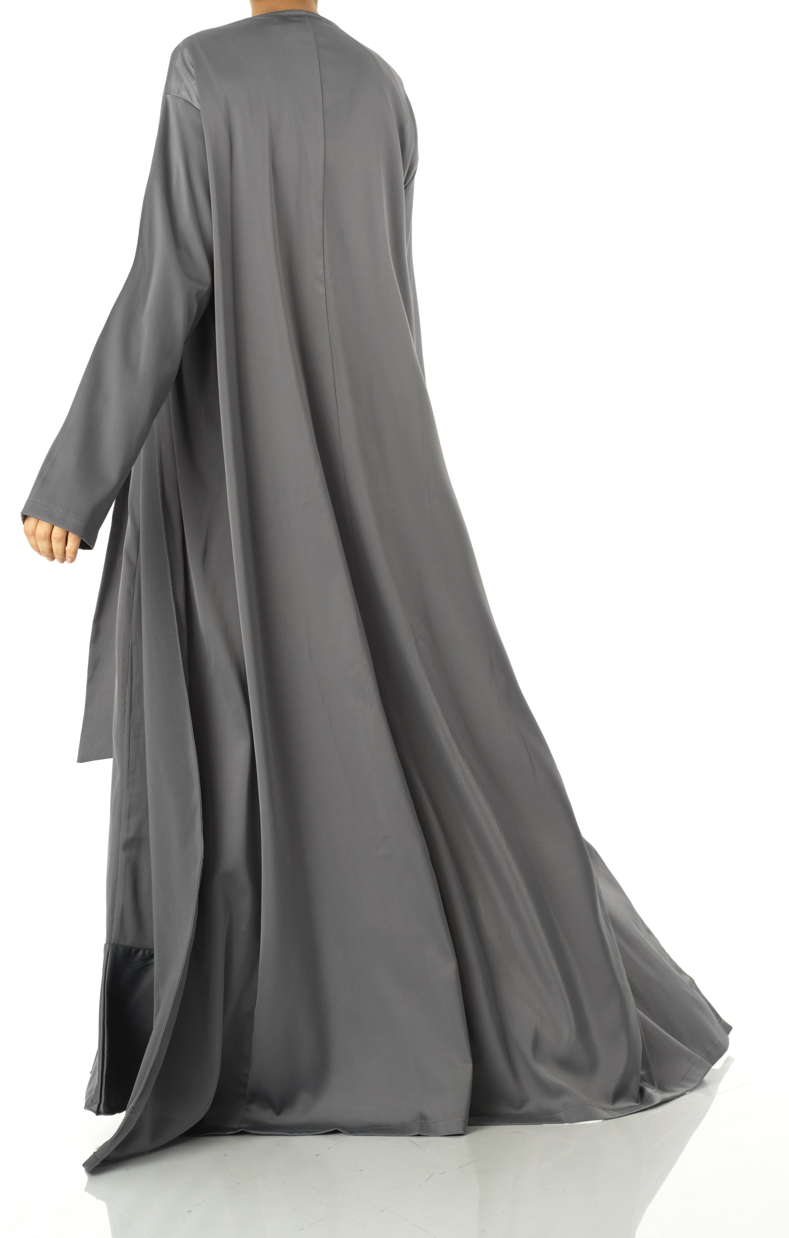 Dark Gray Princess Jasmine satin kimono two-piece set Kabayare