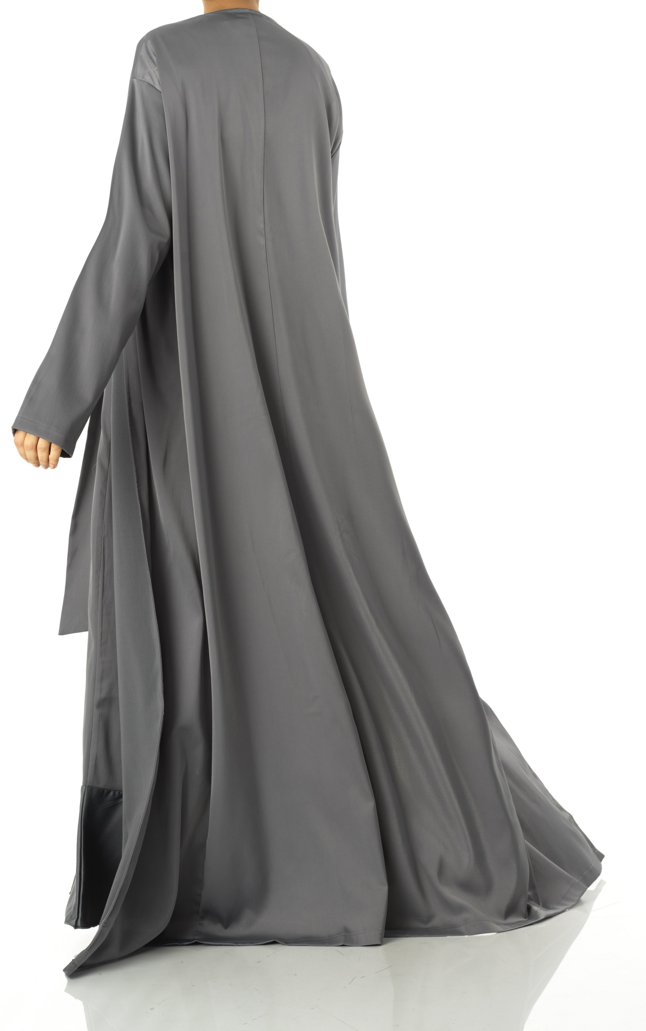 Dark Gray Princess Jasmine satin kimono two-piece set Kabayare