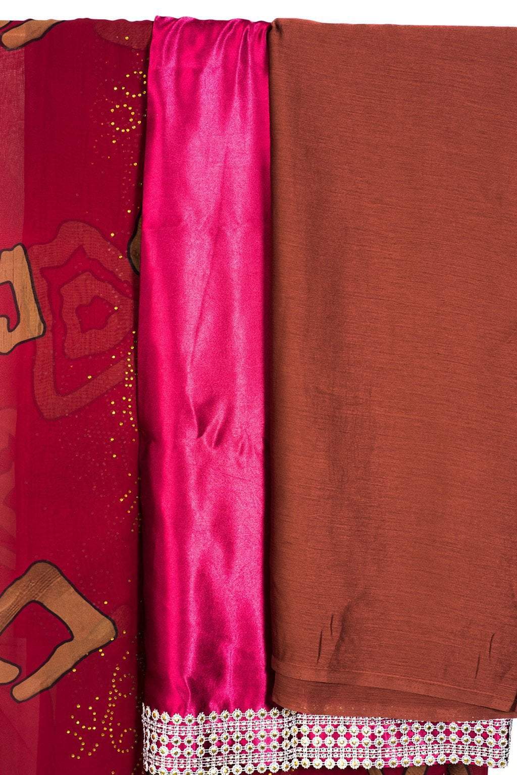 Dark Red Print Chiffon Dirac Kabayare