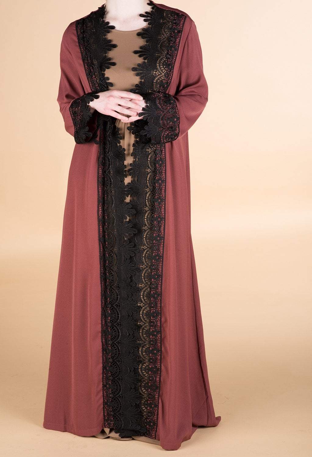 Deep Rose Textured Lace Kimono Kabayare