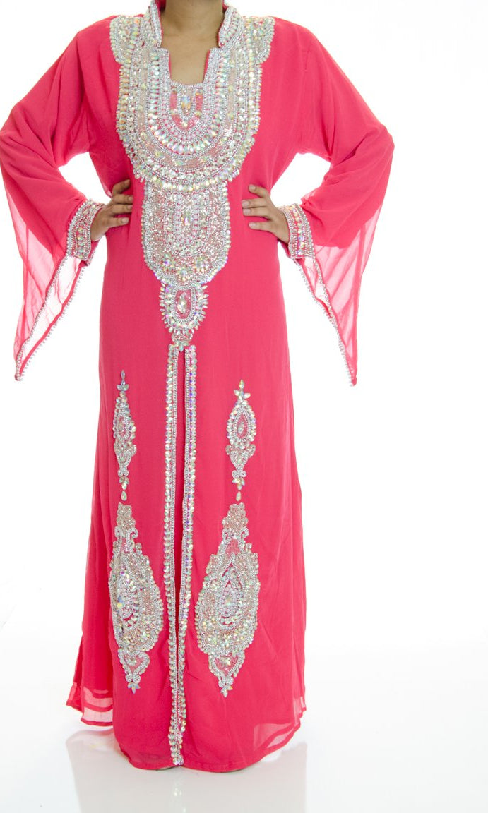 Delicious Coral Khaleeji Dress Kabayare