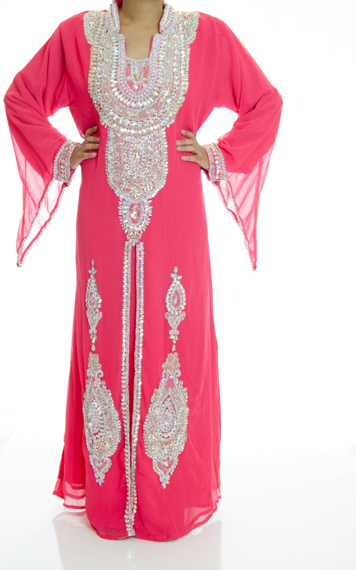 Delicious Coral Khaleeji Dress Kabayare