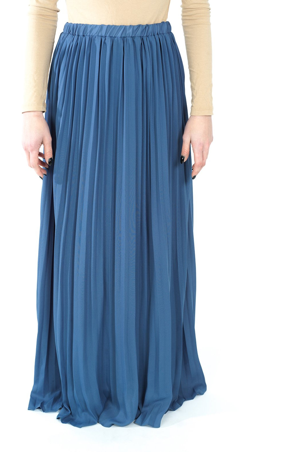 Denim pleated Maxi Skirt Kabayare
