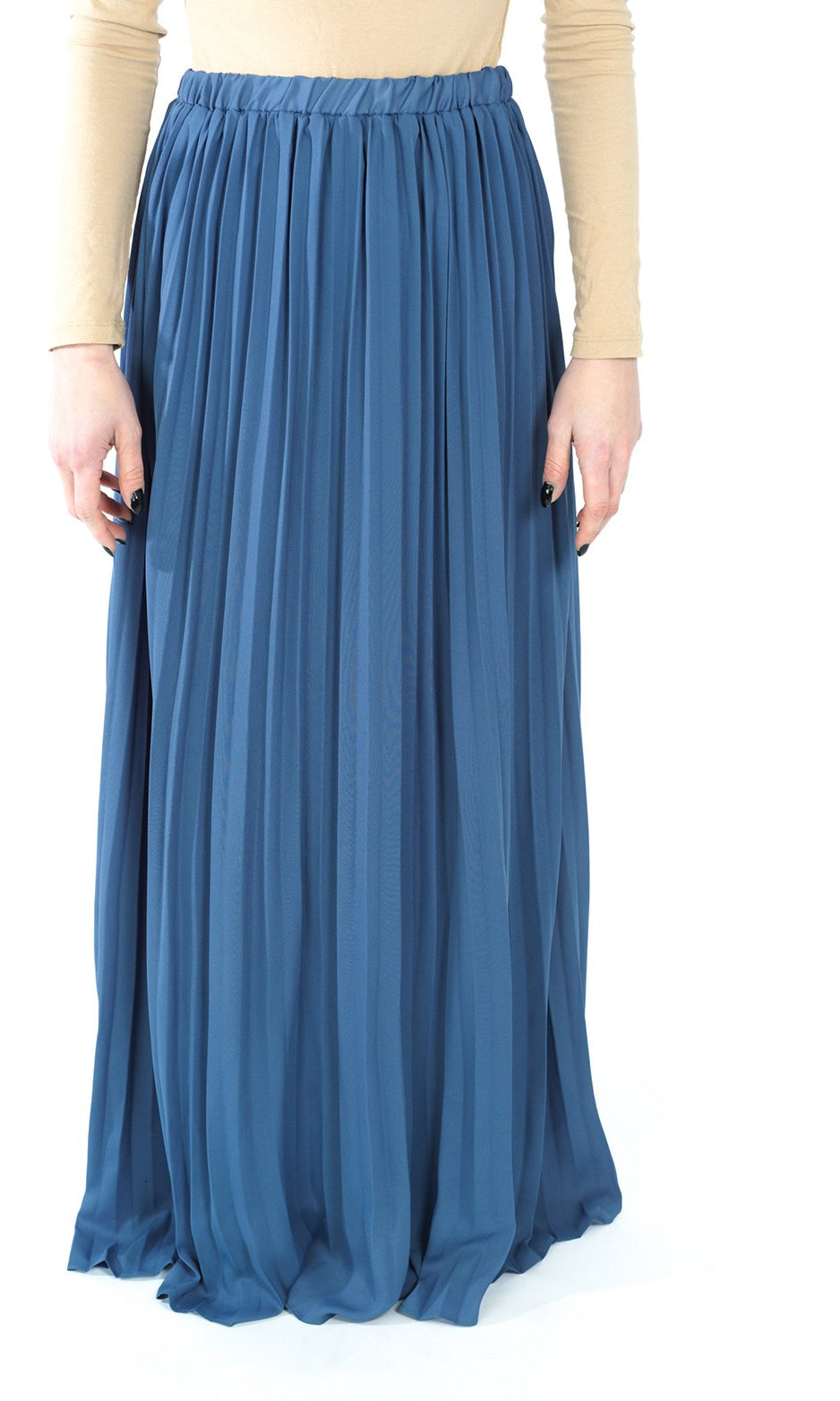 Denim pleated Maxi Skirt Kabayare