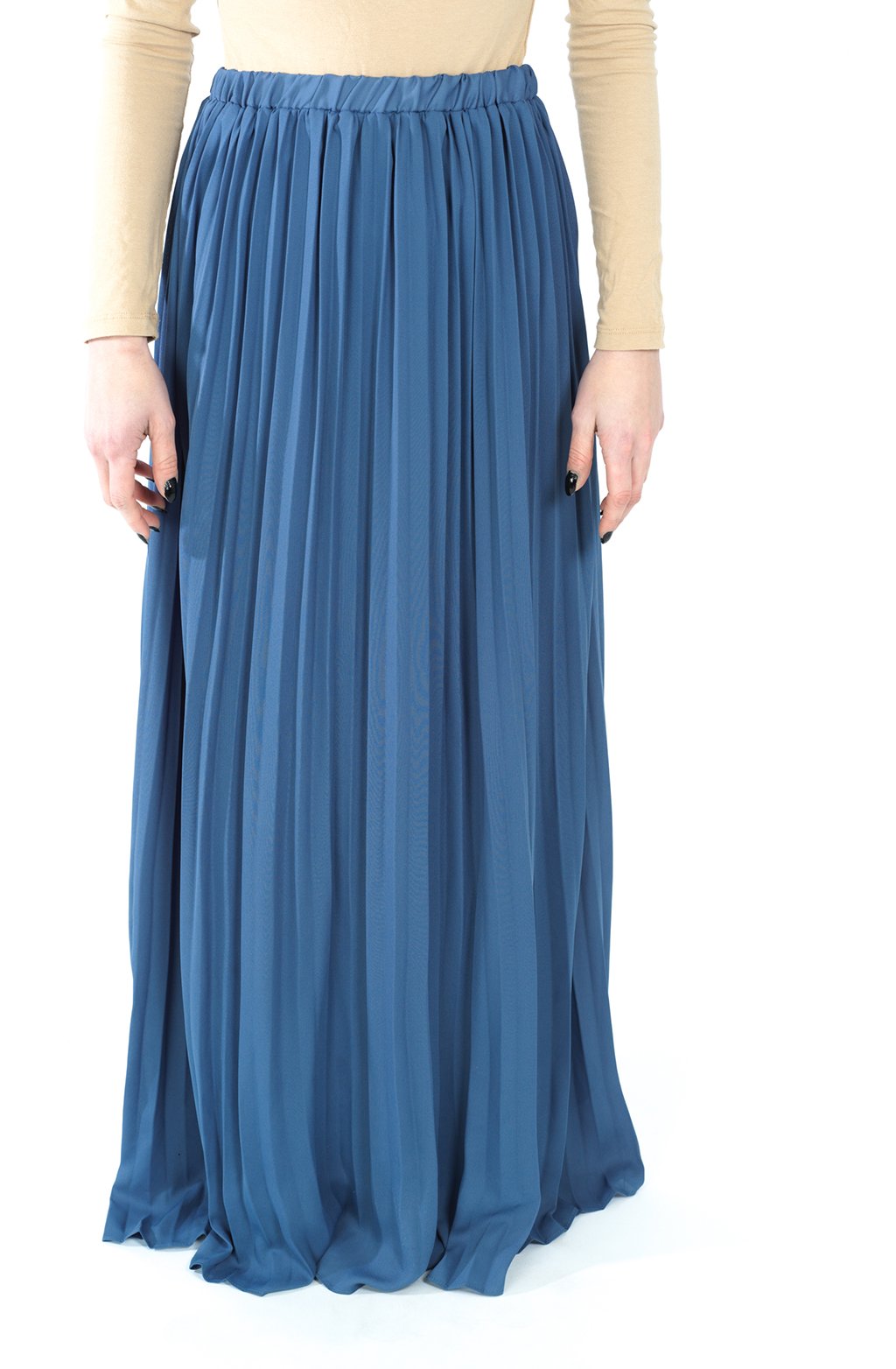 Denim pleated Maxi Skirt Kabayare
