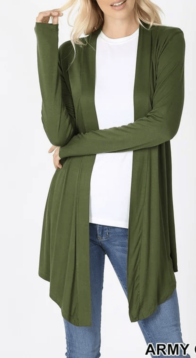 DRAPEY OPEN-FRONT LONG SLEEVE CARDIGAN - Kabayare Fashion (5481602646165)