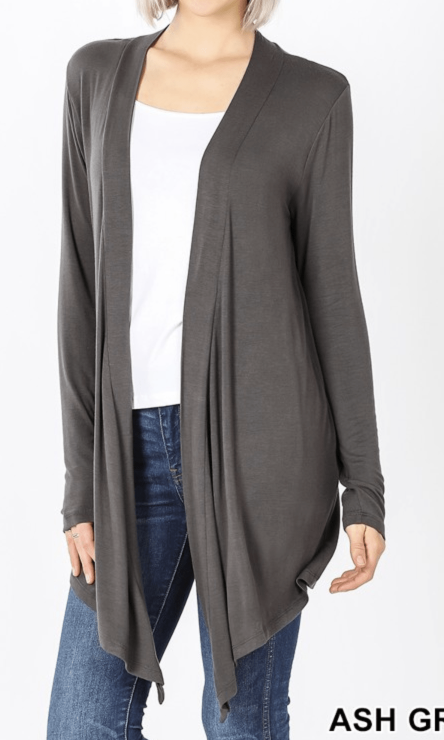 DRAPEY OPEN-FRONT LONG SLEEVE CARDIGAN - Kabayare Fashion (5481602646165)