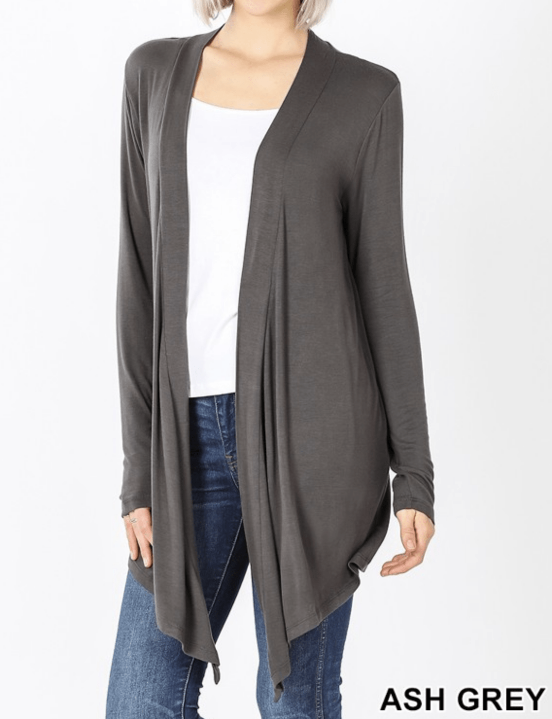 DRAPEY OPEN-FRONT LONG SLEEVE CARDIGAN - Kabayare Fashion (5481602646165)