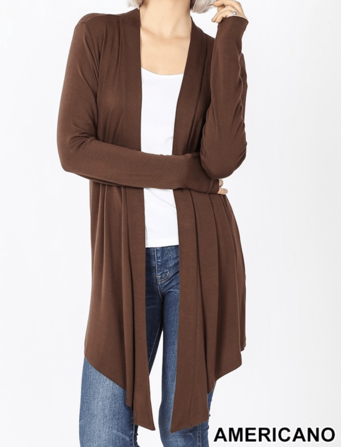 DRAPEY OPEN-FRONT LONG SLEEVE CARDIGAN - Kabayare Fashion (5481602646165)
