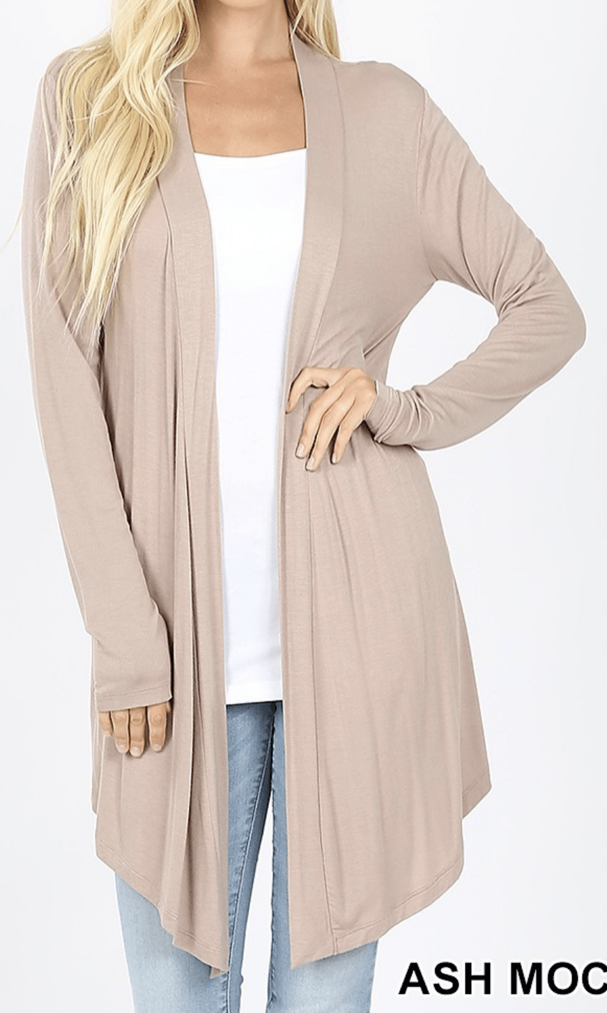 DRAPEY OPEN-FRONT LONG SLEEVE CARDIGAN - Kabayare Fashion (5481602646165)