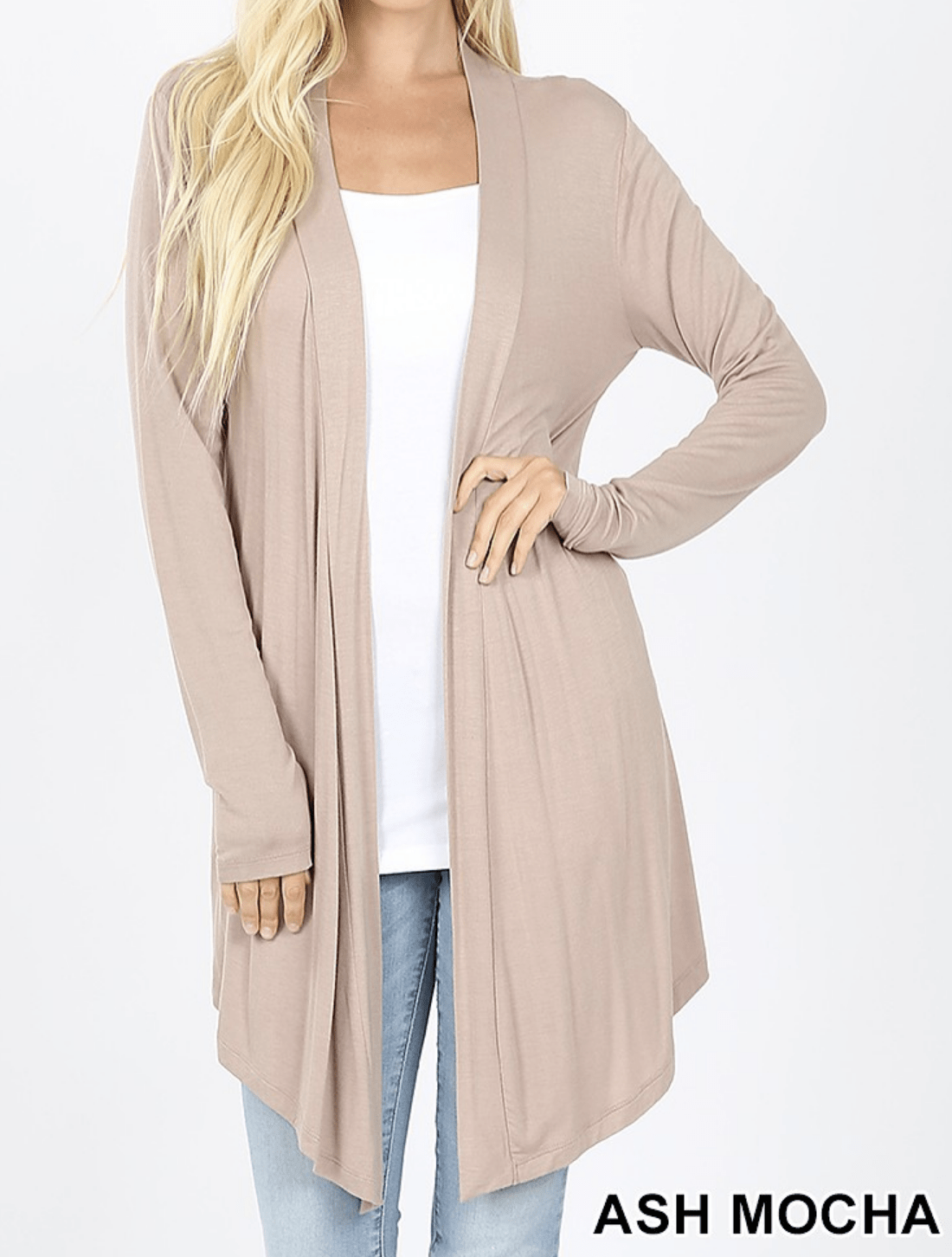 DRAPEY OPEN-FRONT LONG SLEEVE CARDIGAN - Kabayare Fashion (5481602646165)