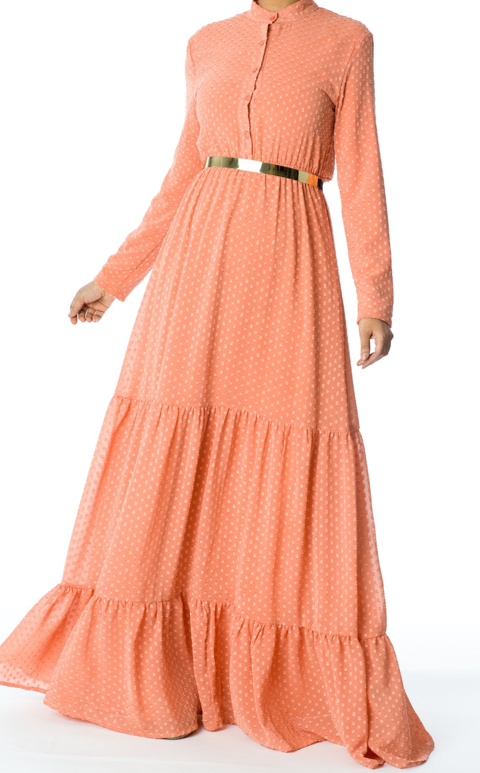 Dreaming of Blush Swiss Dot maxi Dress Kabayare
