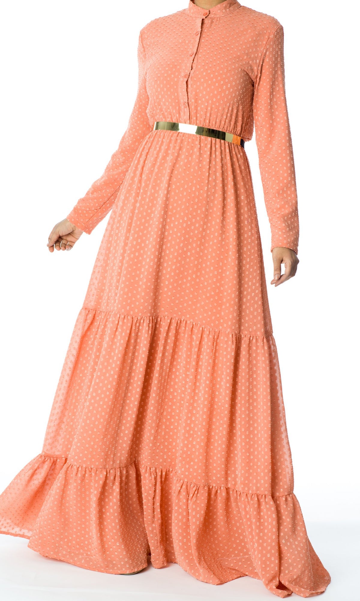 Dreaming of Blush Swiss Dot maxi Dress Kabayare