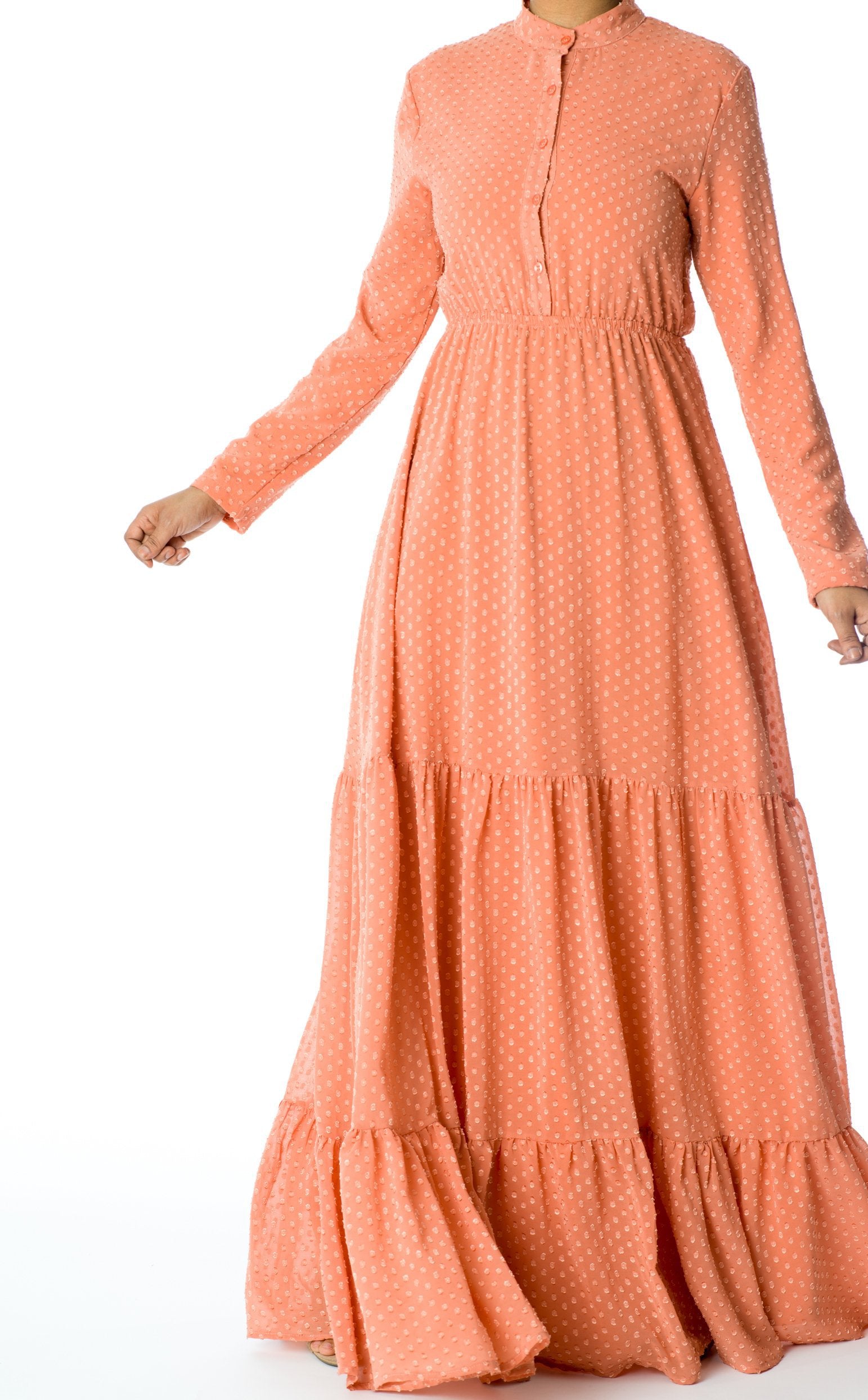 Dreaming of Blush Swiss Dot maxi Dress Kabayare