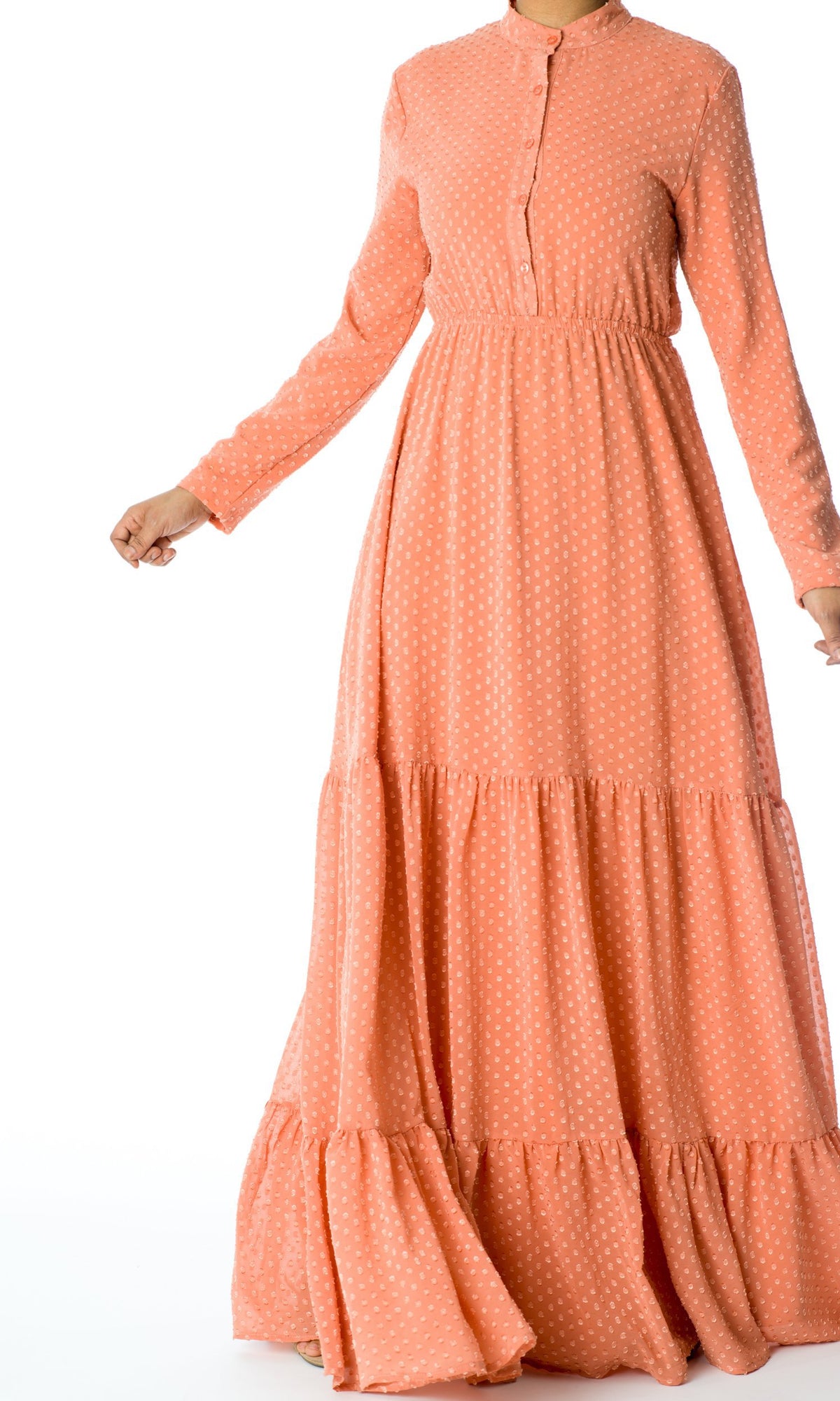 Dreaming of Blush Swiss Dot maxi Dress Kabayare