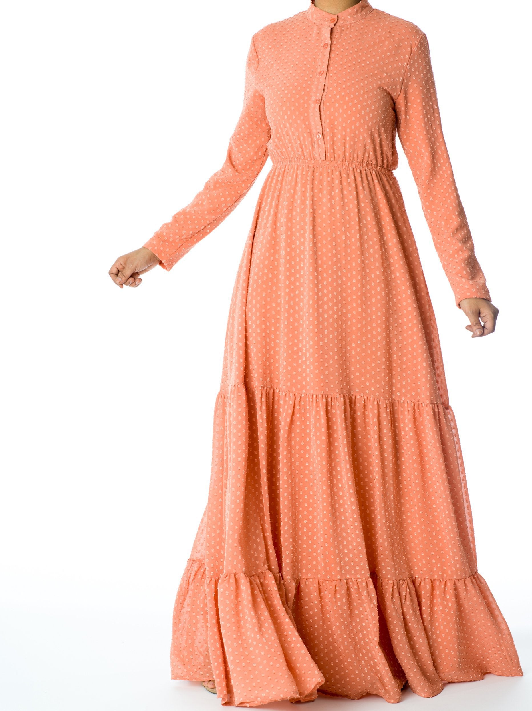 Dreaming of Blush Swiss Dot maxi Dress Kabayare