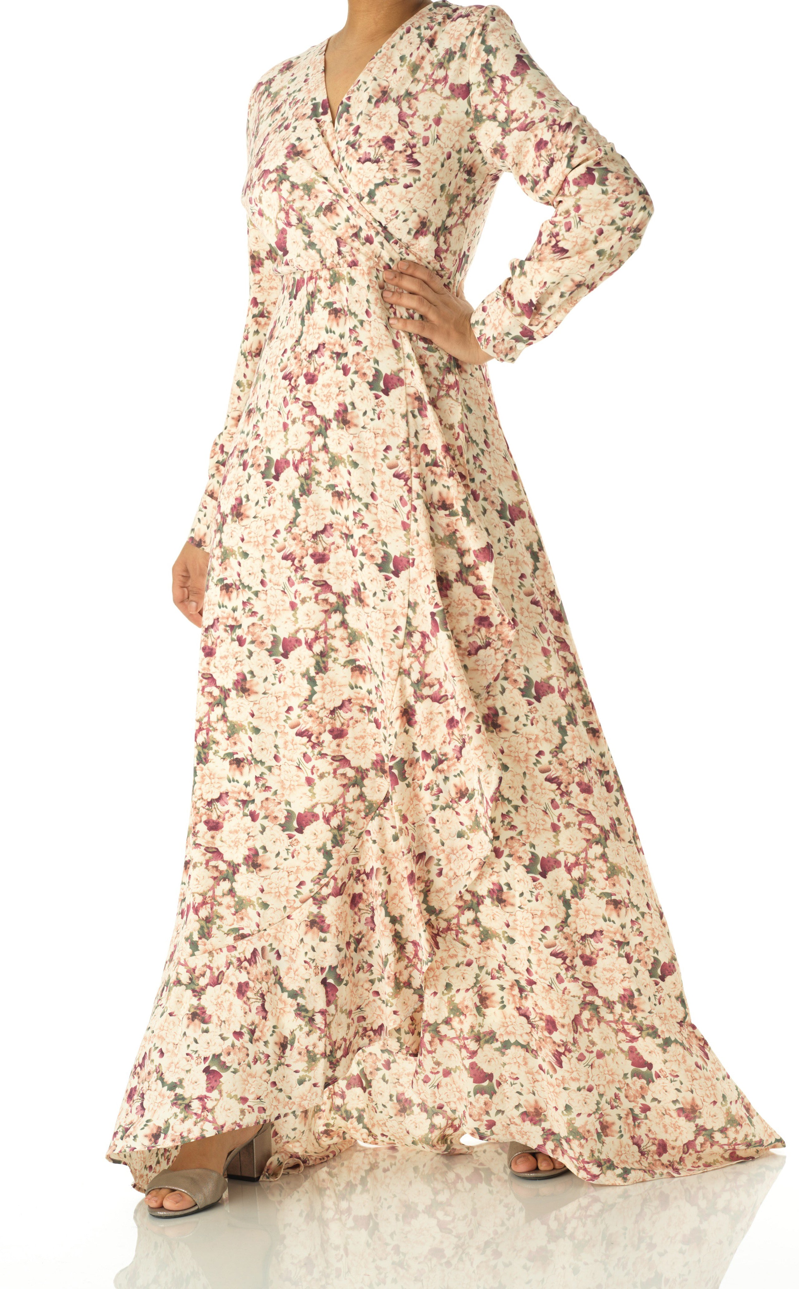 Dusty rose Bloom Floral Fit & Flare Dress Kabayare