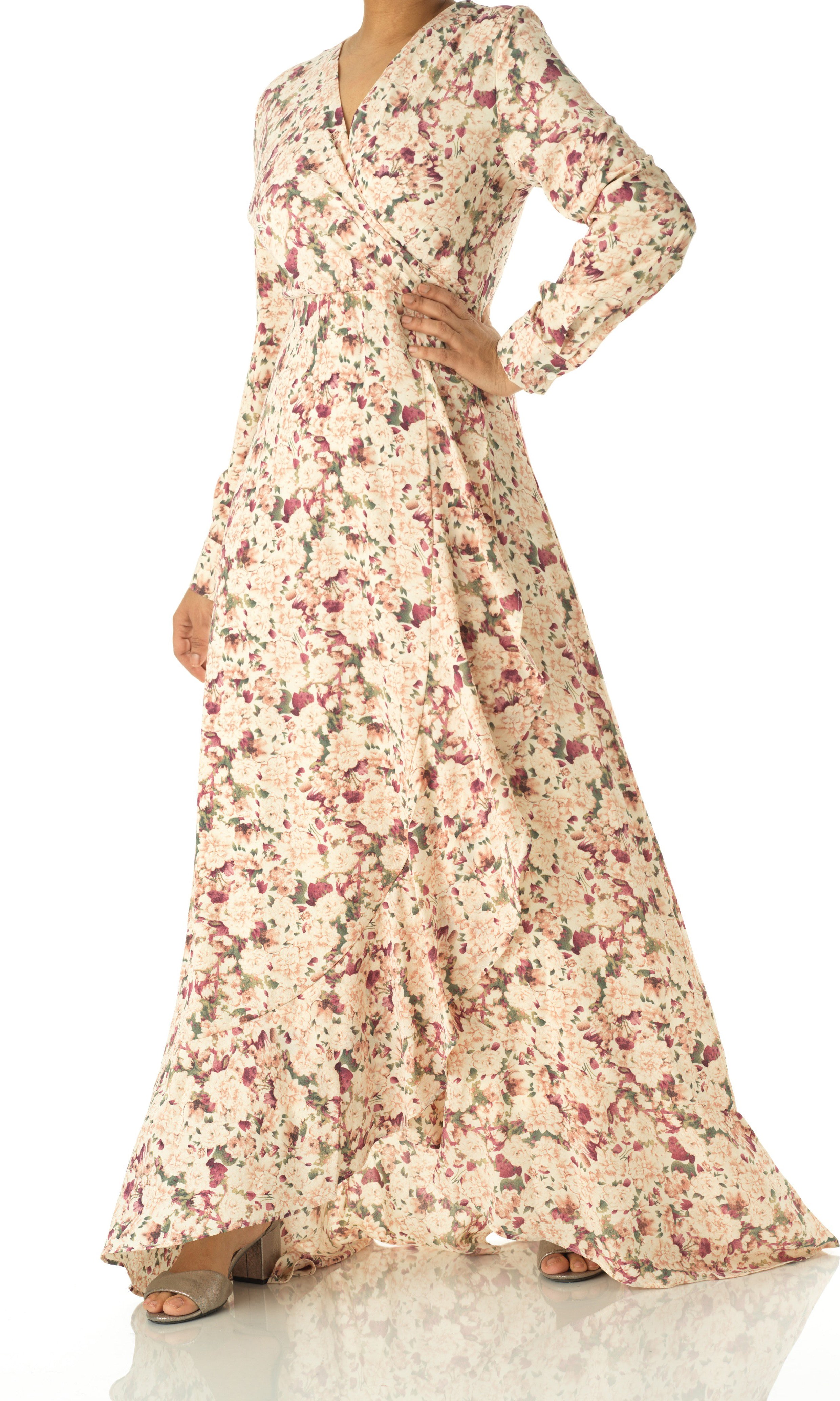 Dusty rose Bloom Floral Fit & Flare Dress Kabayare