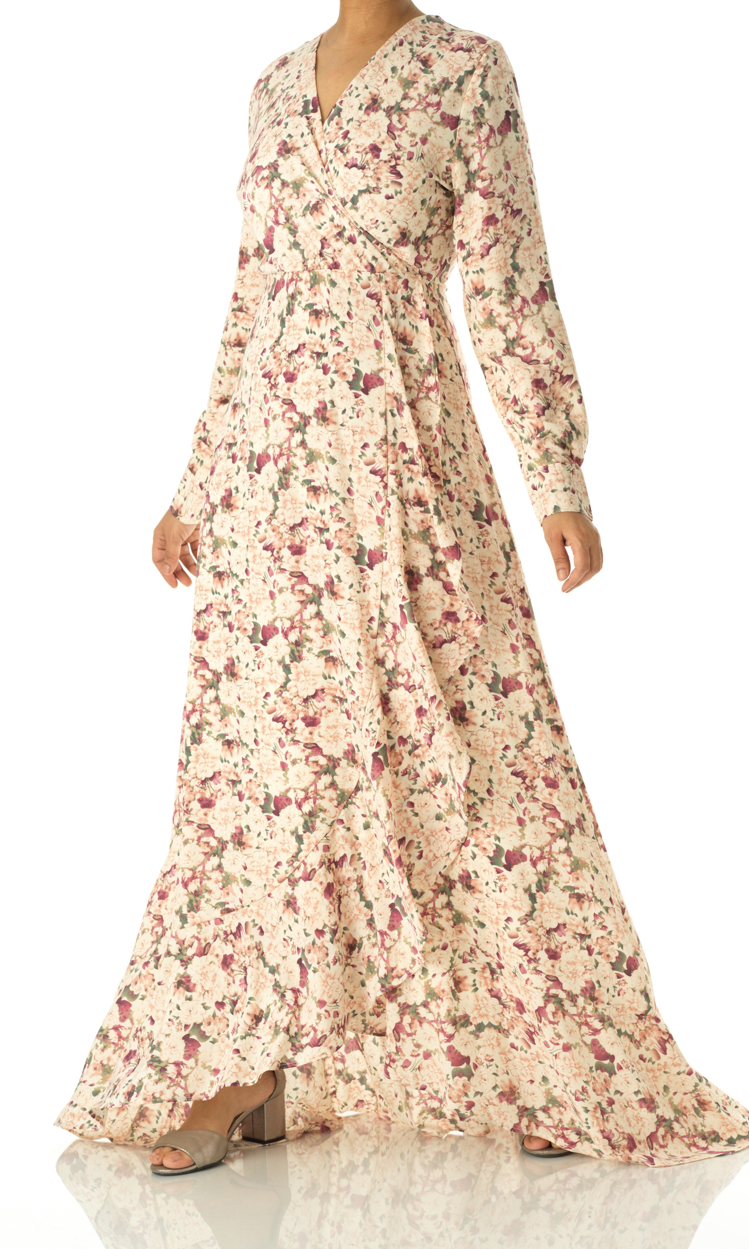 Dusty rose Bloom Floral Fit & Flare Dress Kabayare