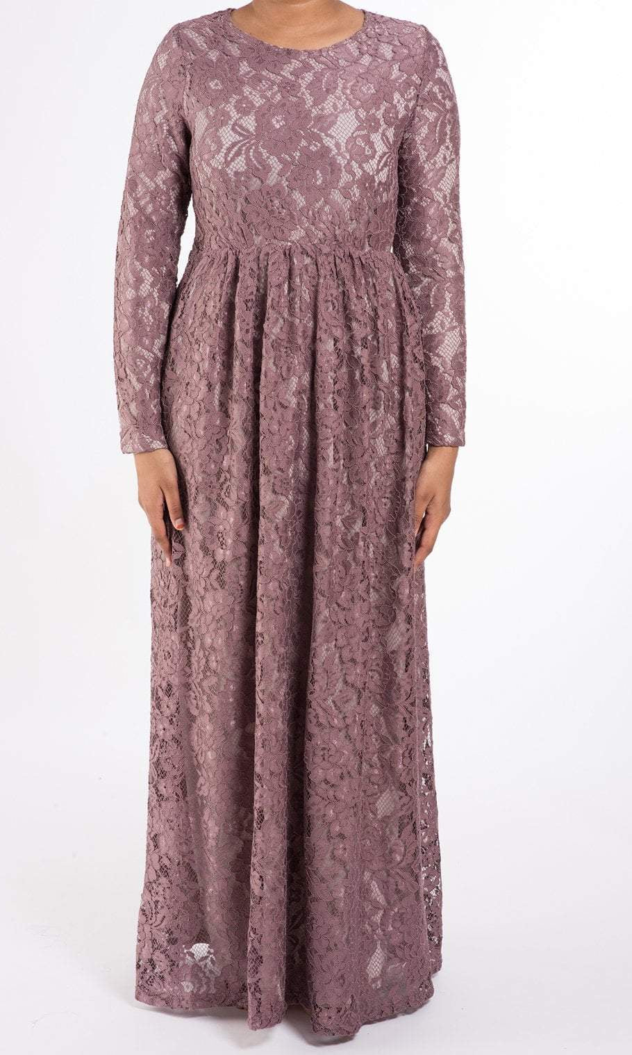 Dusty Rose Garden Long Sleeve Lace Dress Kabayare