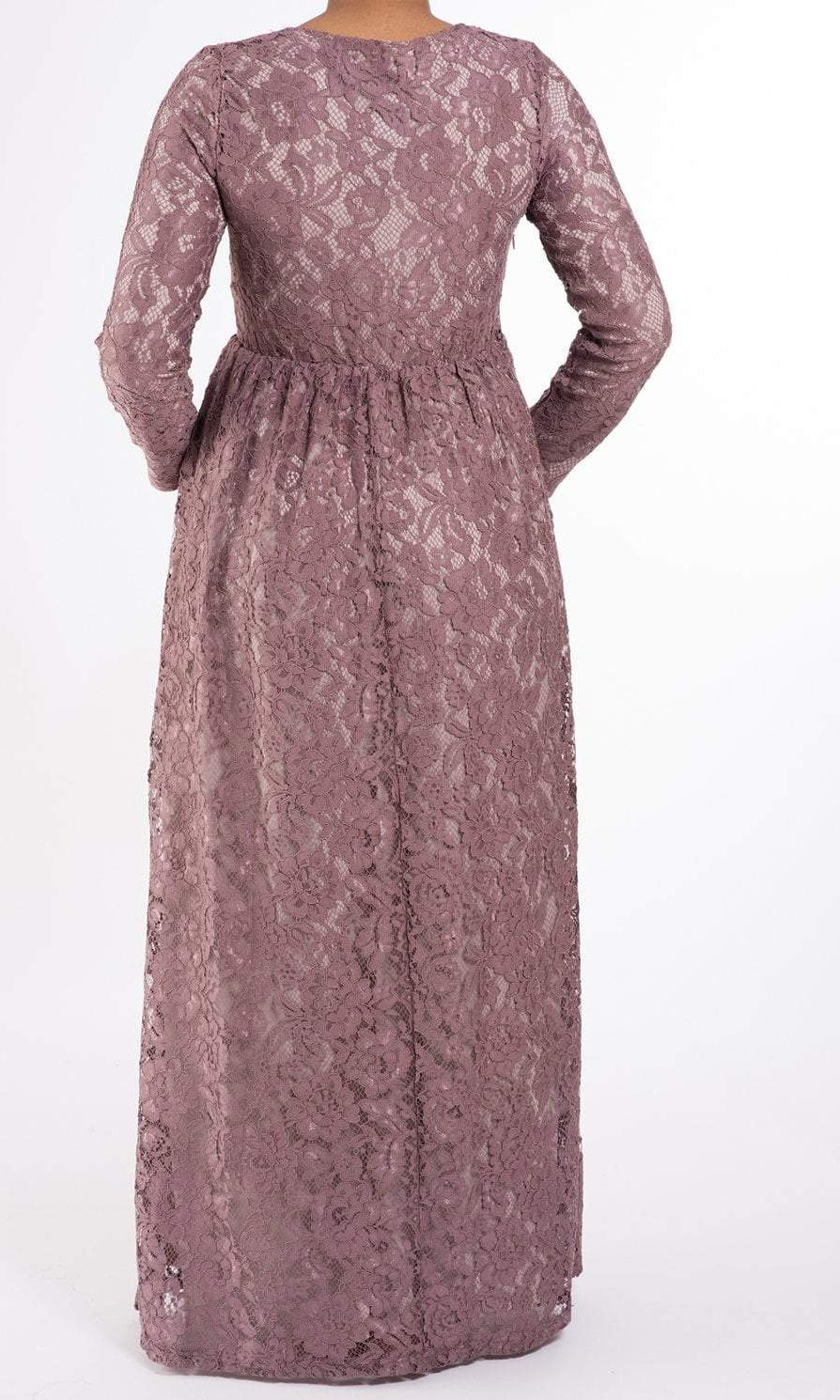 Dusty Rose Garden Long Sleeve Lace Dress Kabayare