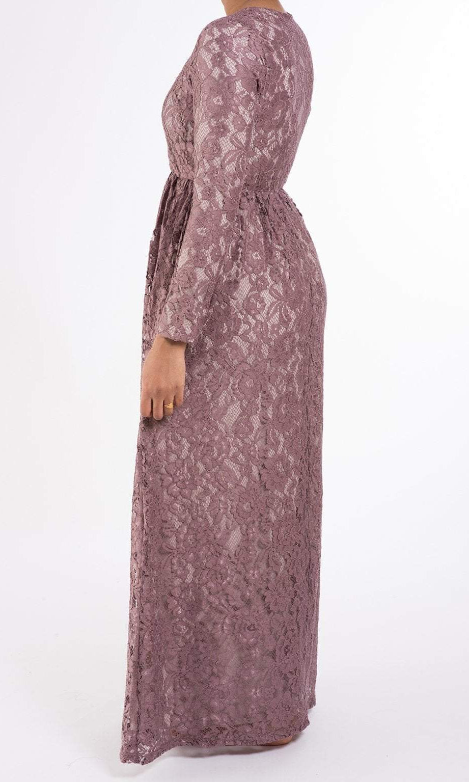 Dusty Rose Garden Long Sleeve Lace Dress Kabayare