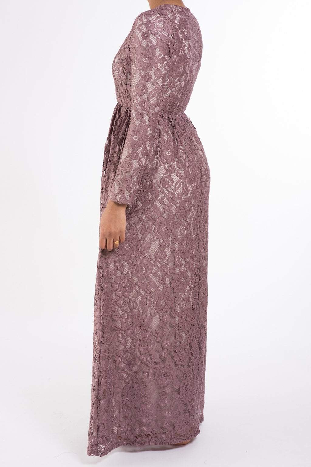 Dusty Rose Garden Long Sleeve Lace Dress Kabayare