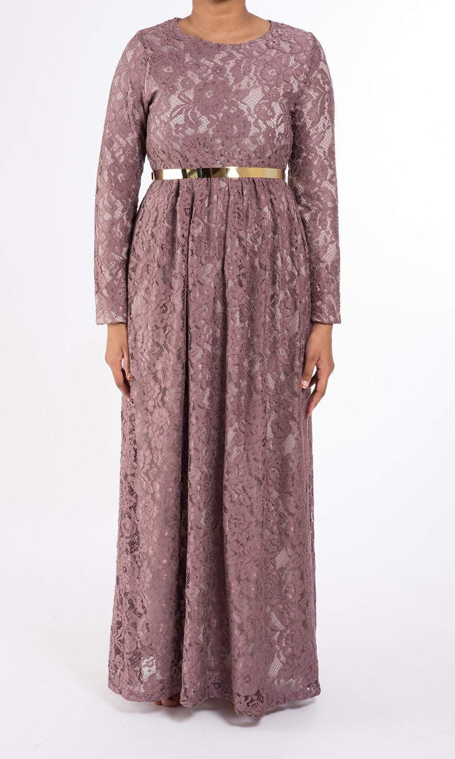 Dusty Rose Garden Long Sleeve Lace Dress Kabayare
