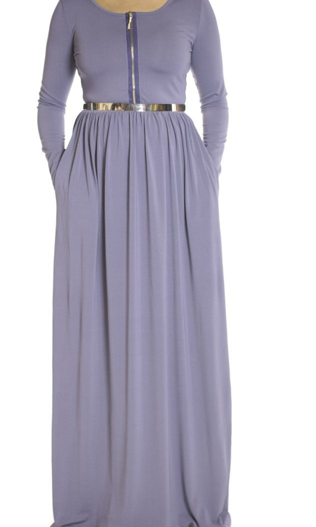 Dusty zipper front Maxi Dress Kabayare