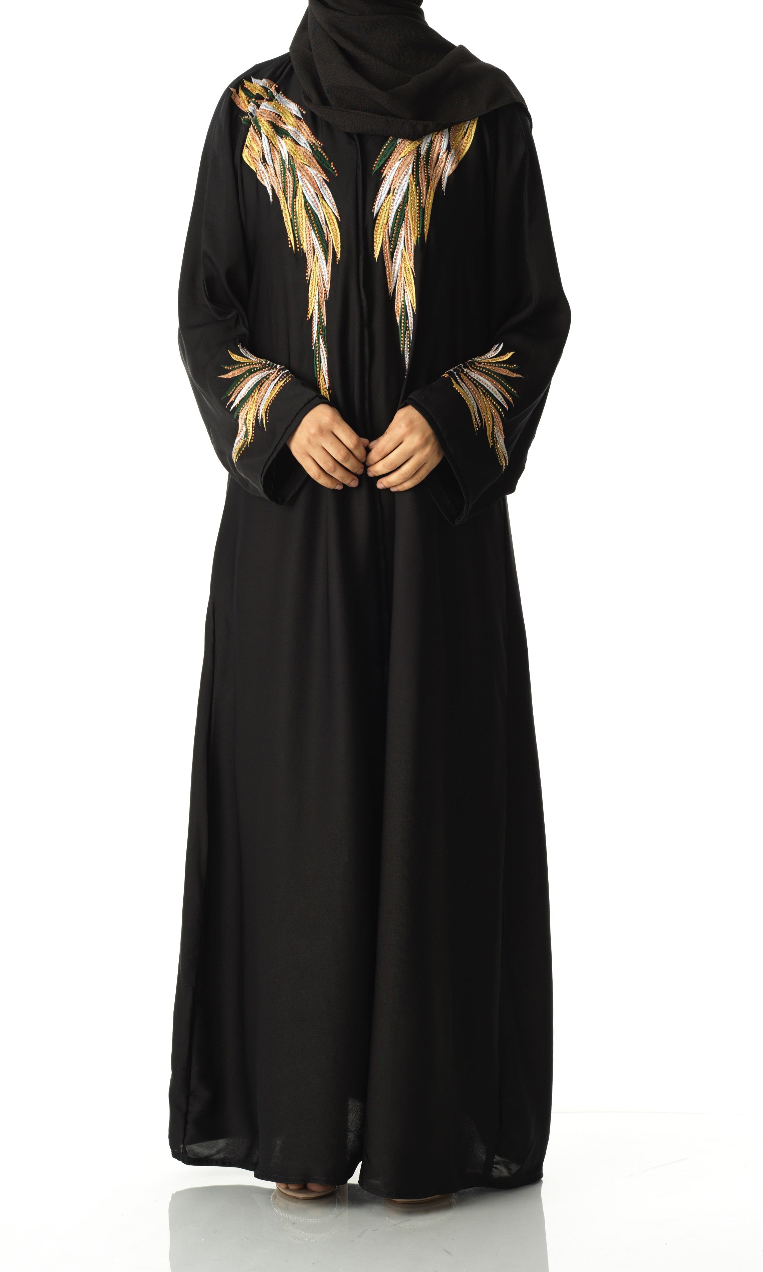 Embroidery feathers Nida abaya Kabayare