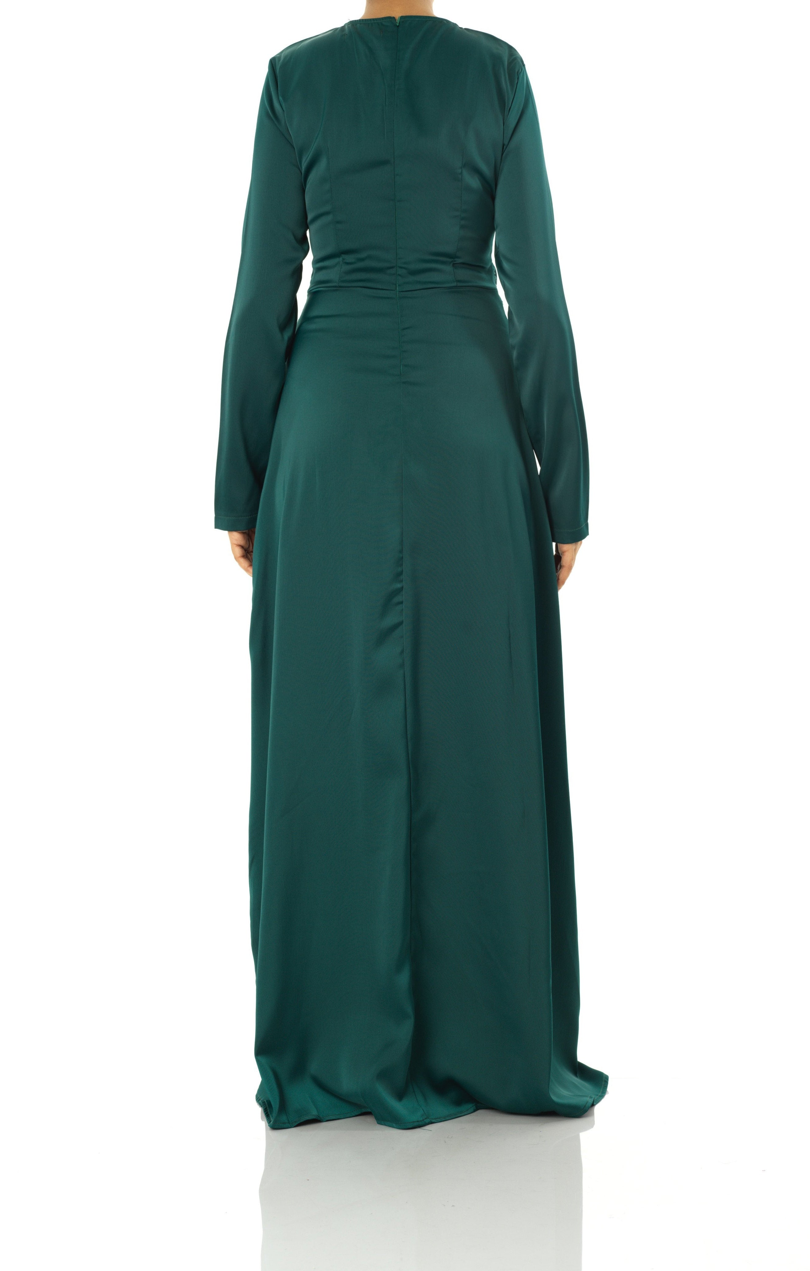 Emerald Green Abaya queen satin kimono two-piece set Kabayare