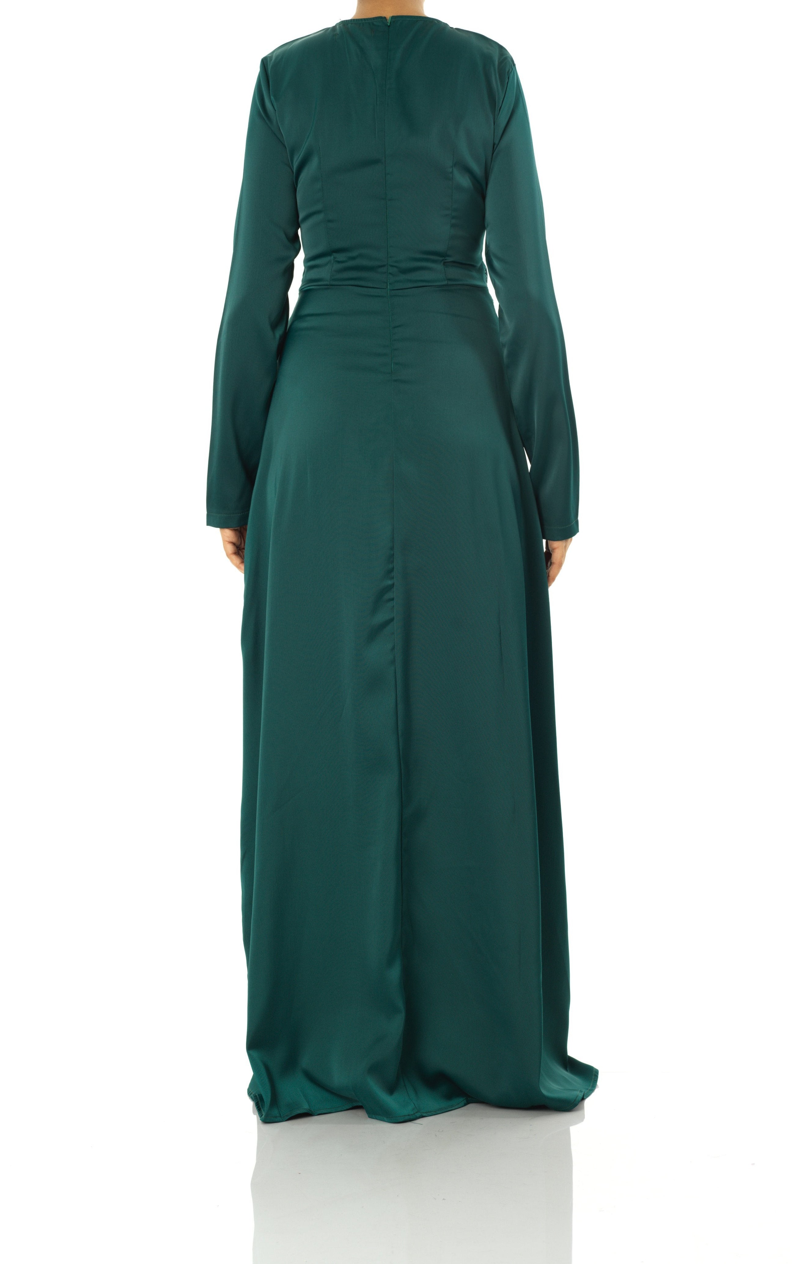 Emerald Green Abaya queen satin kimono two-piece set Kabayare