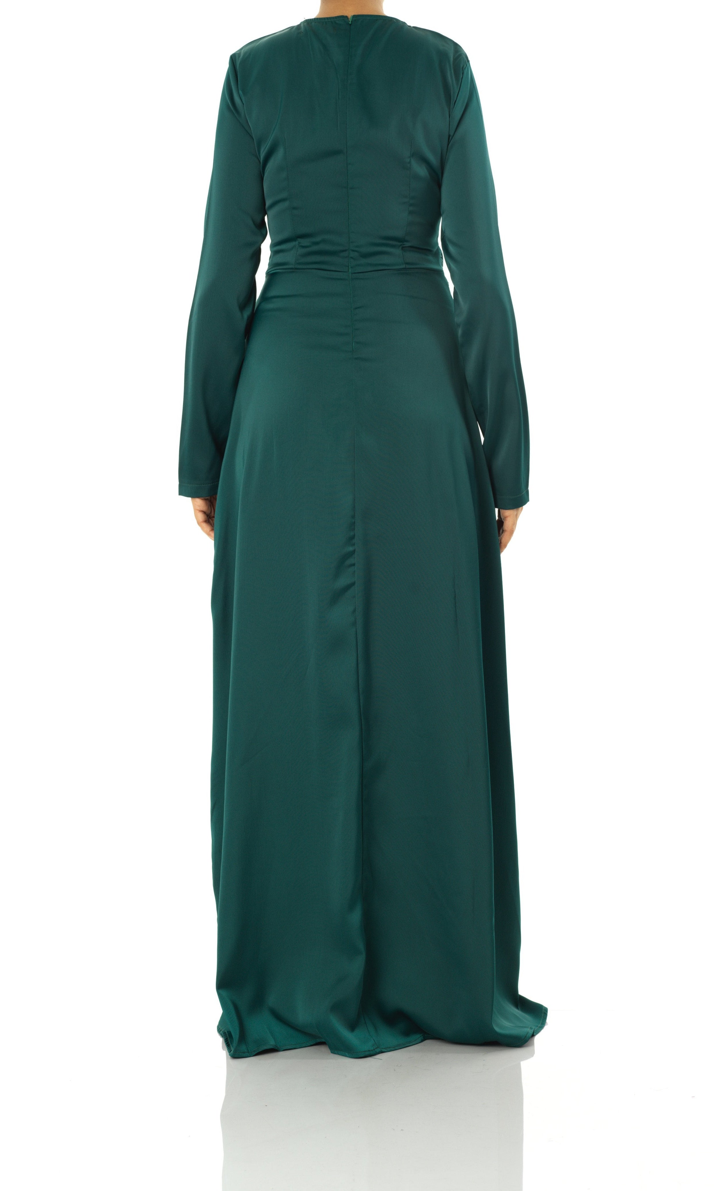 Emerald Green Abaya queen satin kimono two-piece set Kabayare