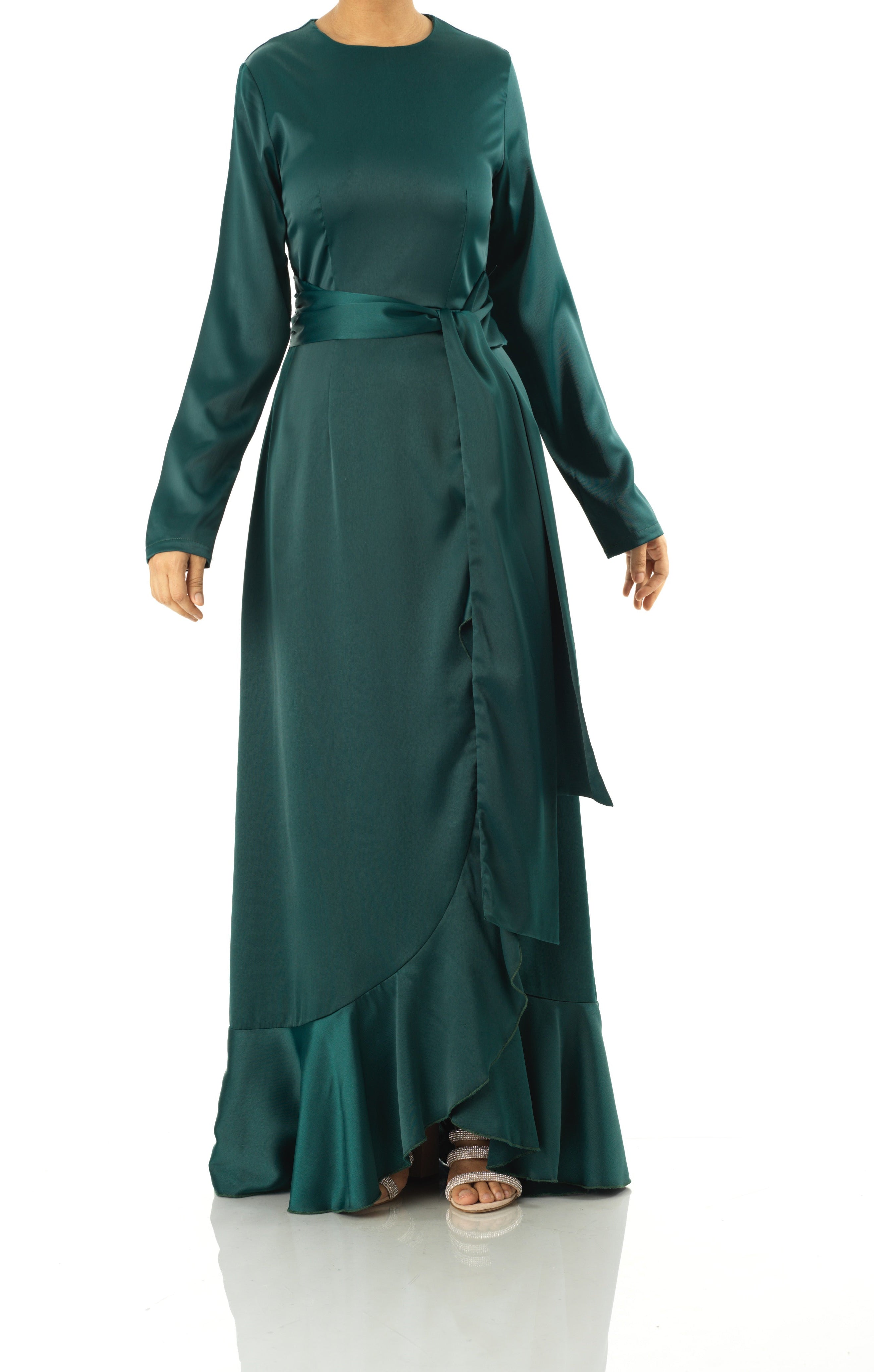 Emerald Princess Jasmine satin kimono two-piece set Kabayare