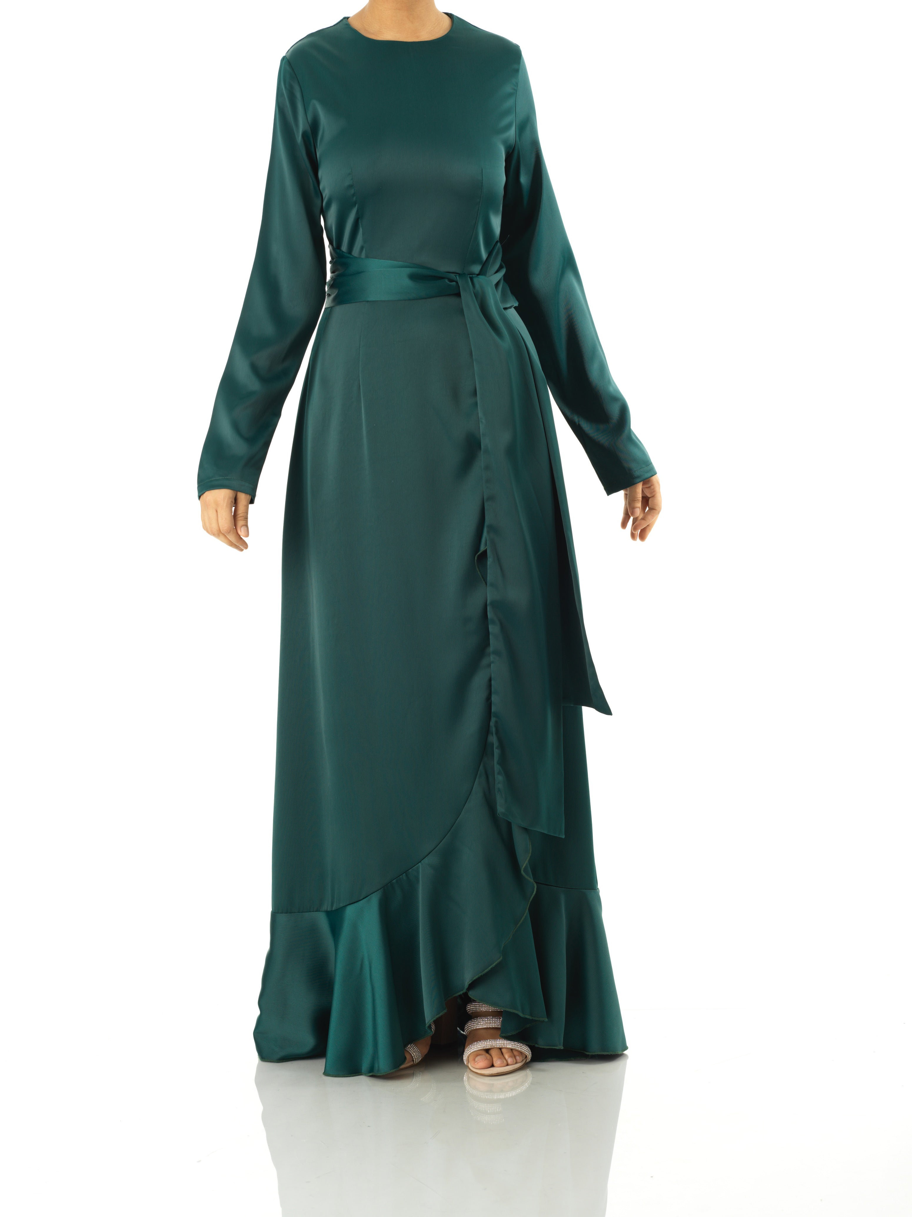 Emerald Princess Jasmine satin kimono two-piece set Kabayare