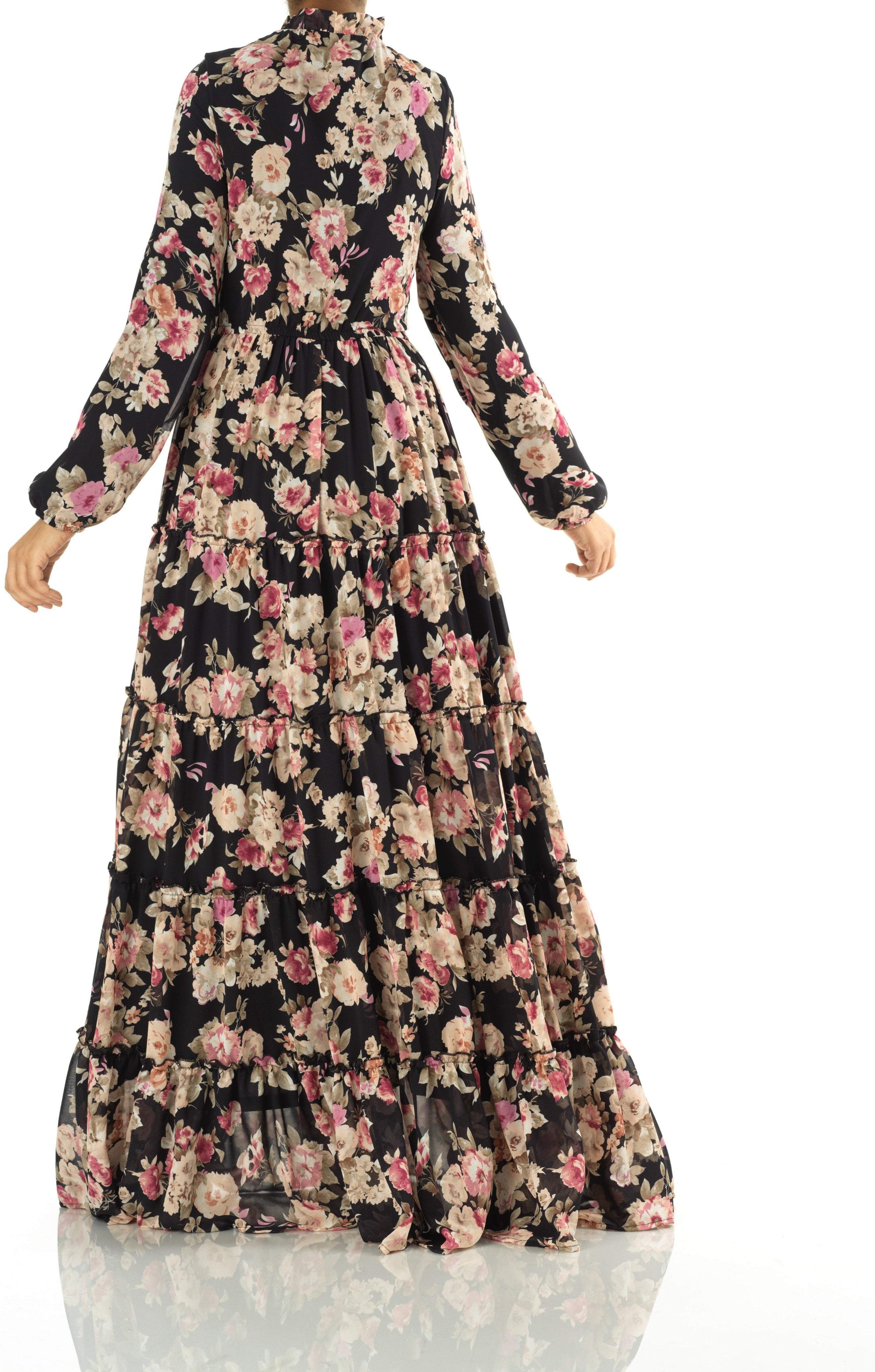 Everlasting Bliss Floral Print Modest maxi dress Kabayare