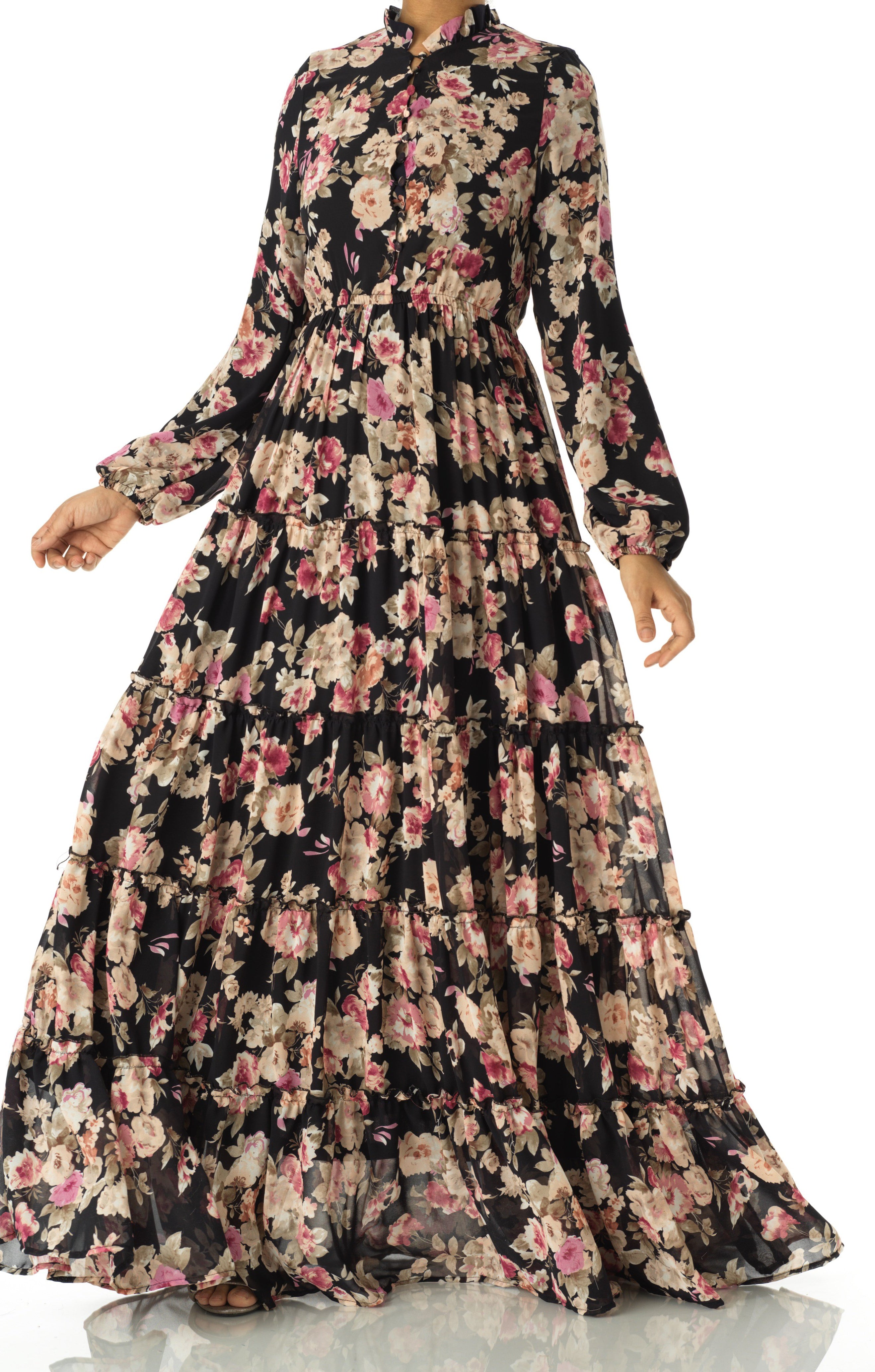 Everlasting Bliss Floral Print Modest maxi dress Kabayare