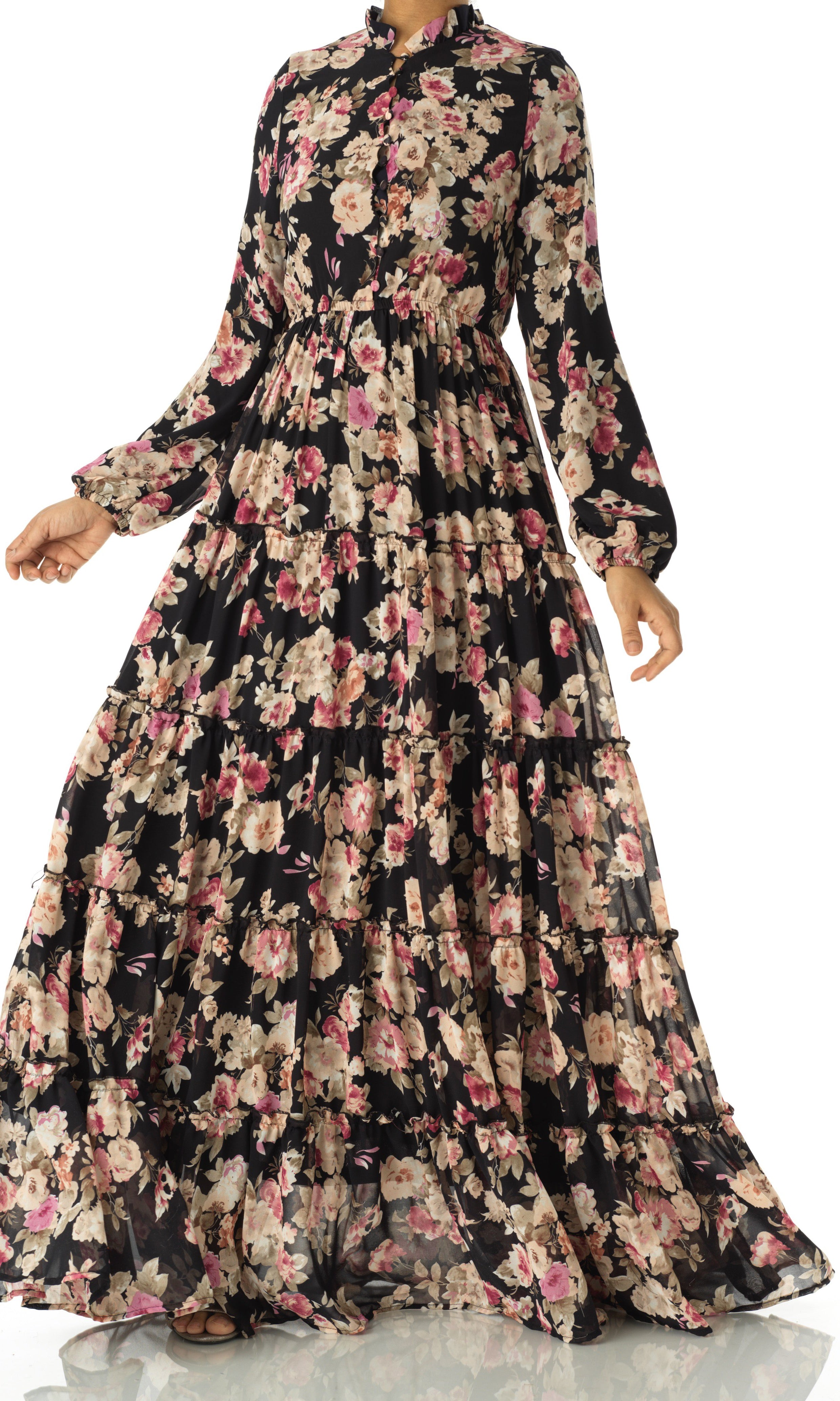 Everlasting Bliss Floral Print Modest maxi dress Kabayare